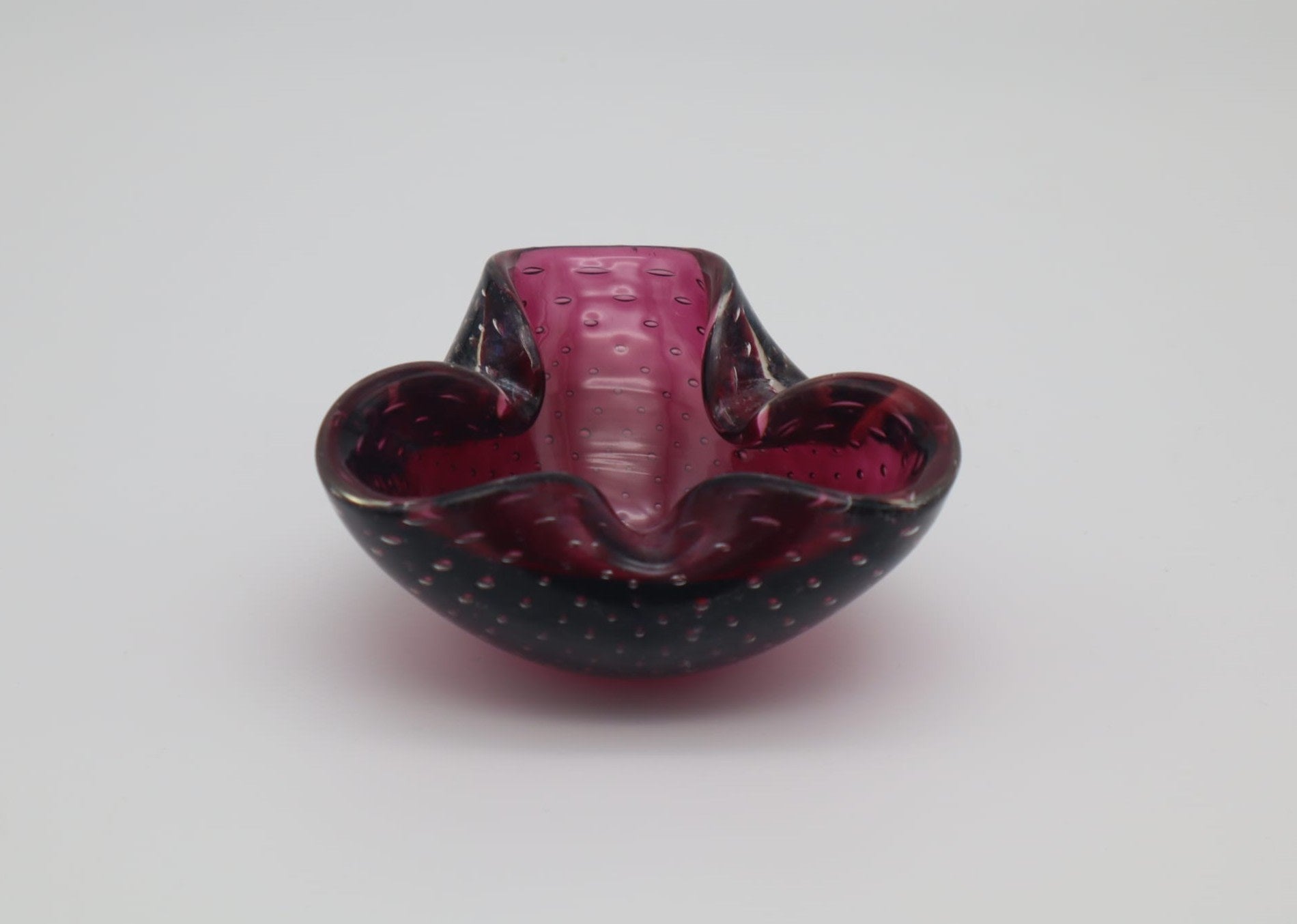 Murano Glass Vide Poche, 1970 — front view of deep red glass