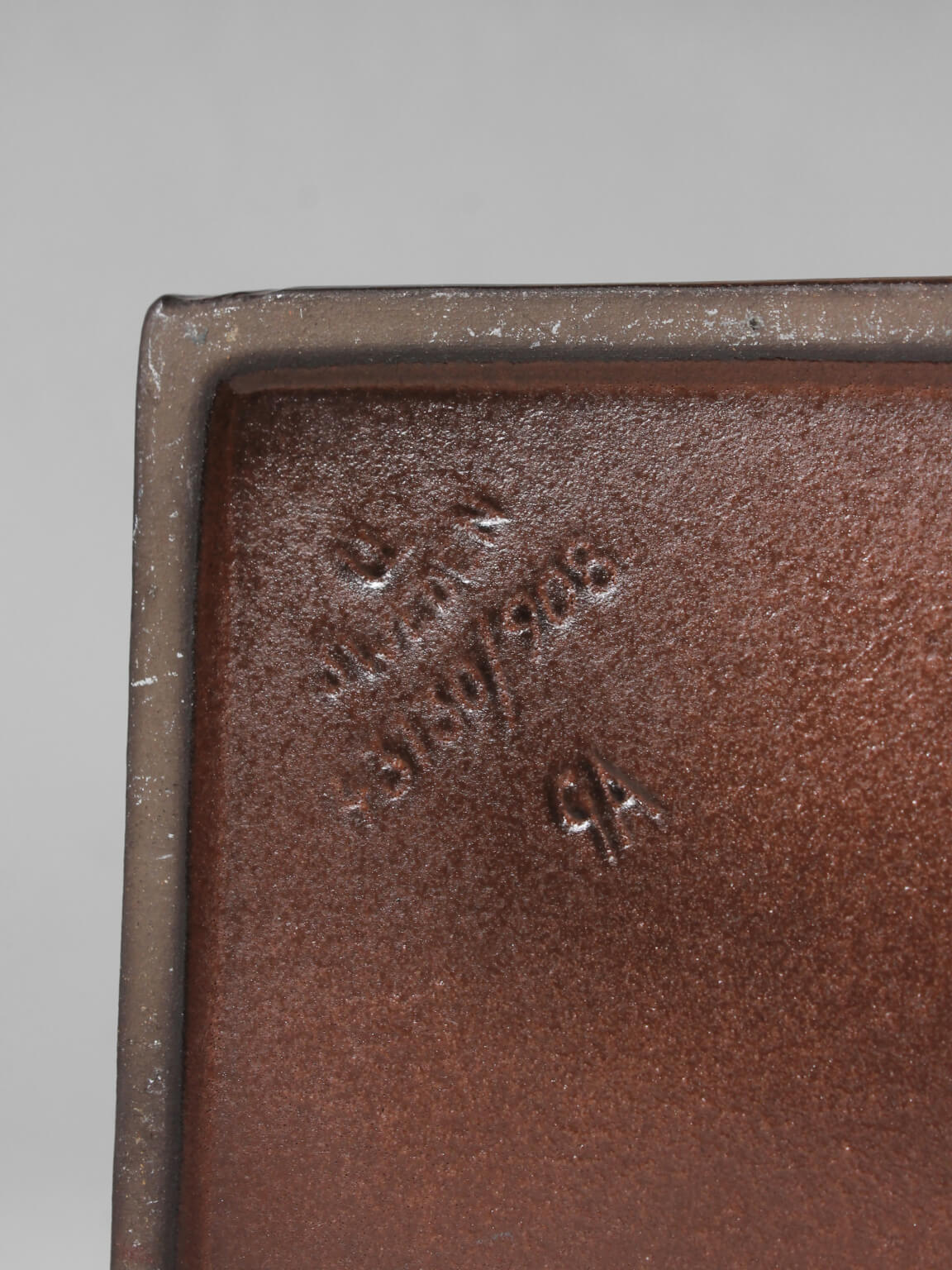 Göran Andersson Brown Ceramic Vase, 1960s, Sweden — back view showing base markings and texture