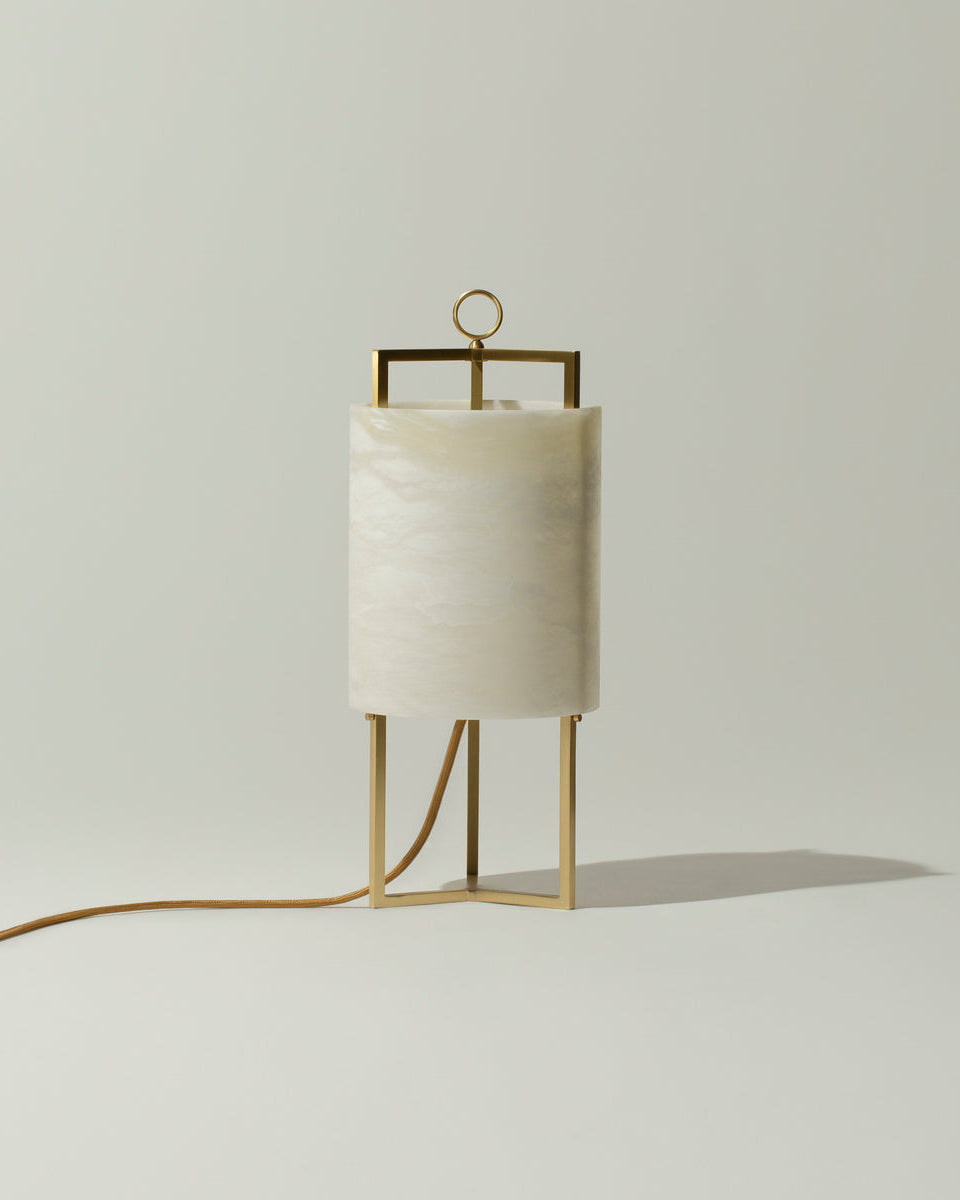 LANTERN Table Lamp in Alabaster and Satin Brass by MATLIGHT Milano | The Oblist — modern alabaster design