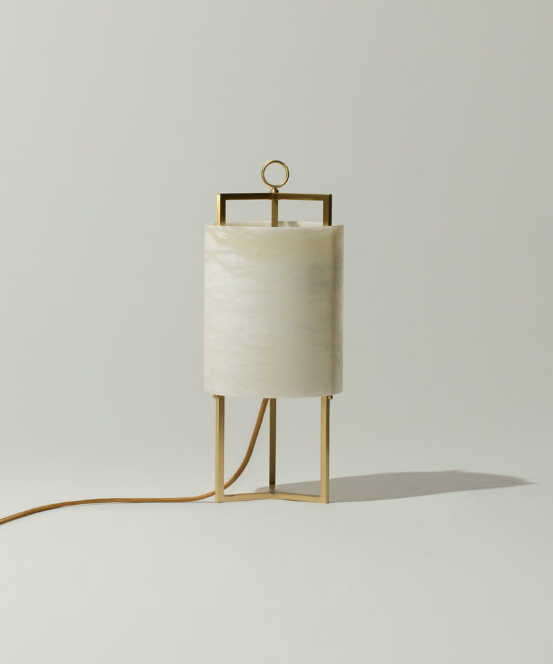 "LANTERN" Table Lamp in alabaster and satin brass by MATLIGHT Milano | The Oblist