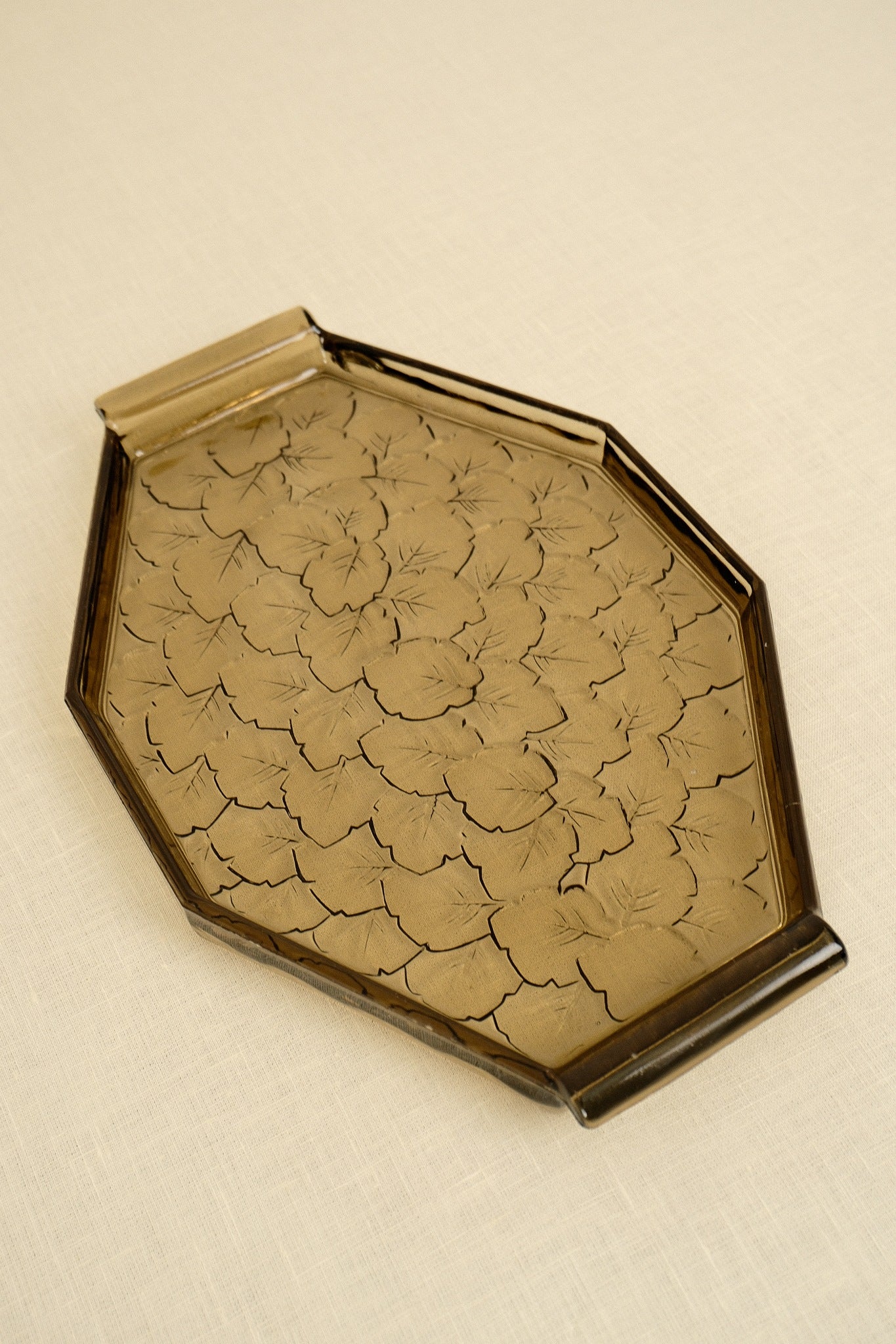 Art Deco Smoked Glass Serving Tray — lifestyle setting