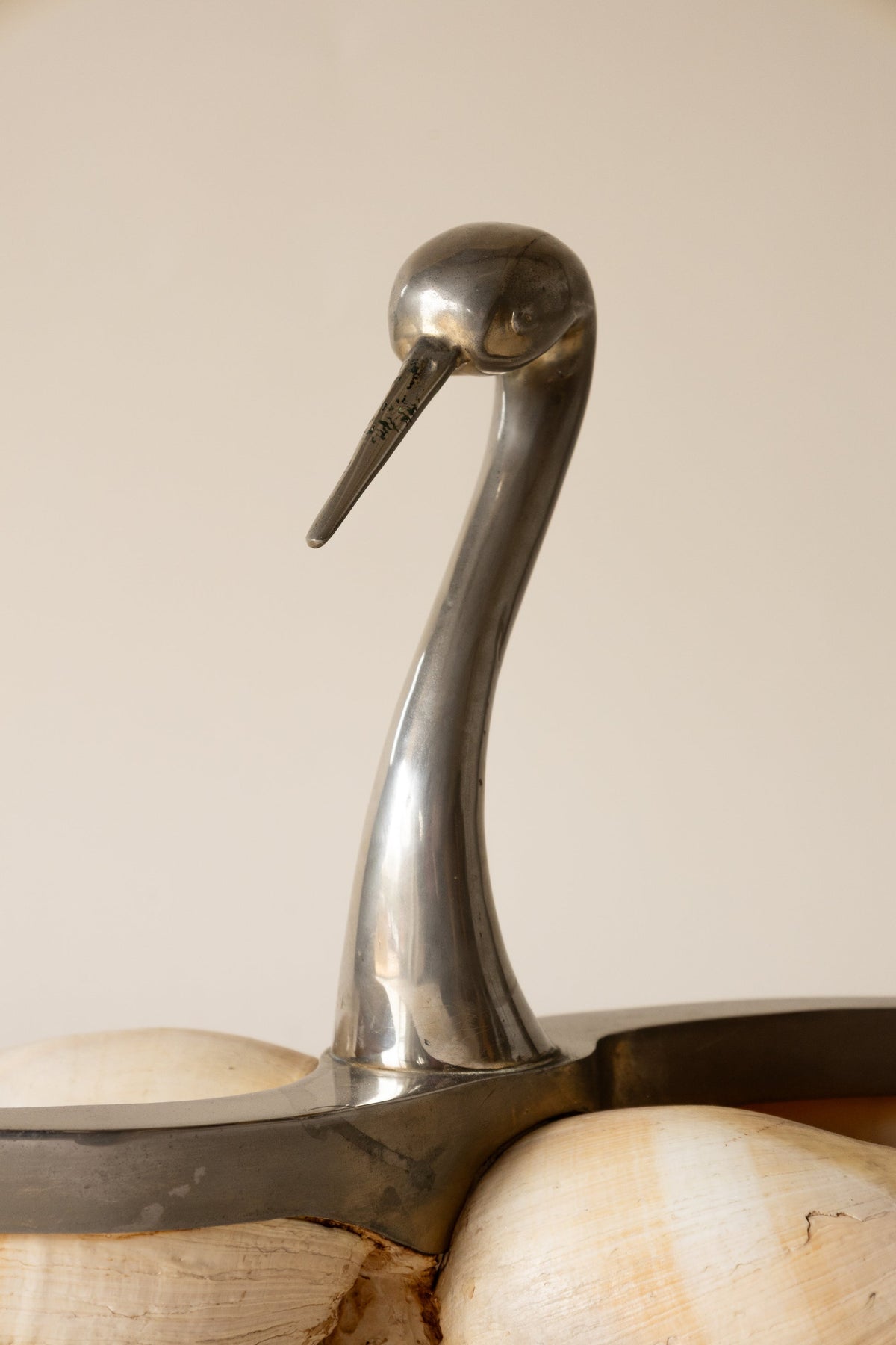 1970s Italian Swan Centrepiece, Attributed to Gabriella Binazzi — side angle