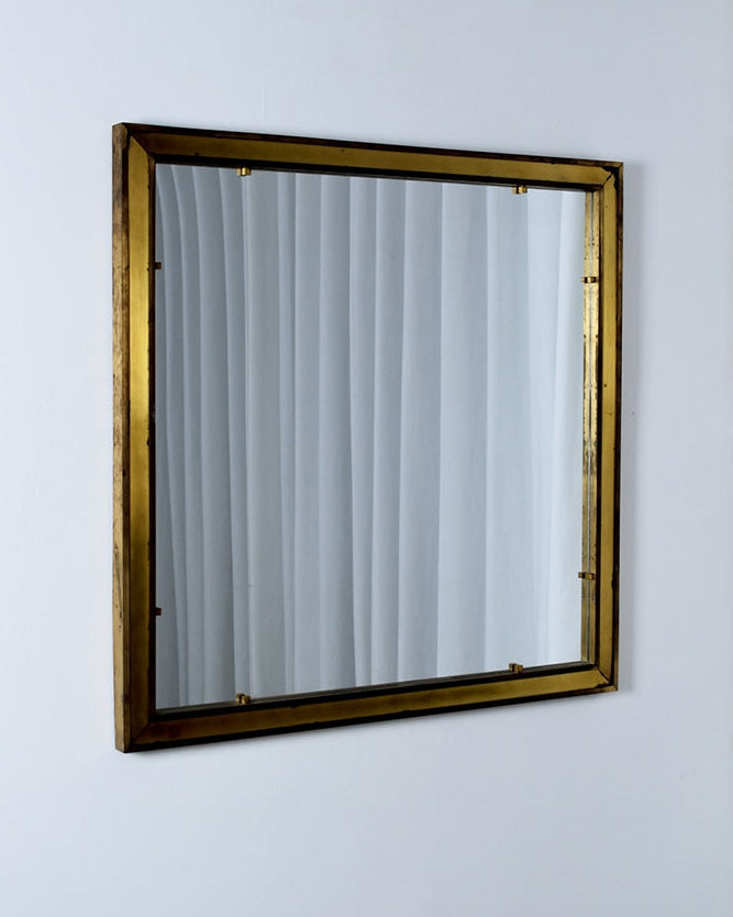Brass Square Mirror, 1960s by Barracuda Interiors | The Oblist — vintage brass frame
