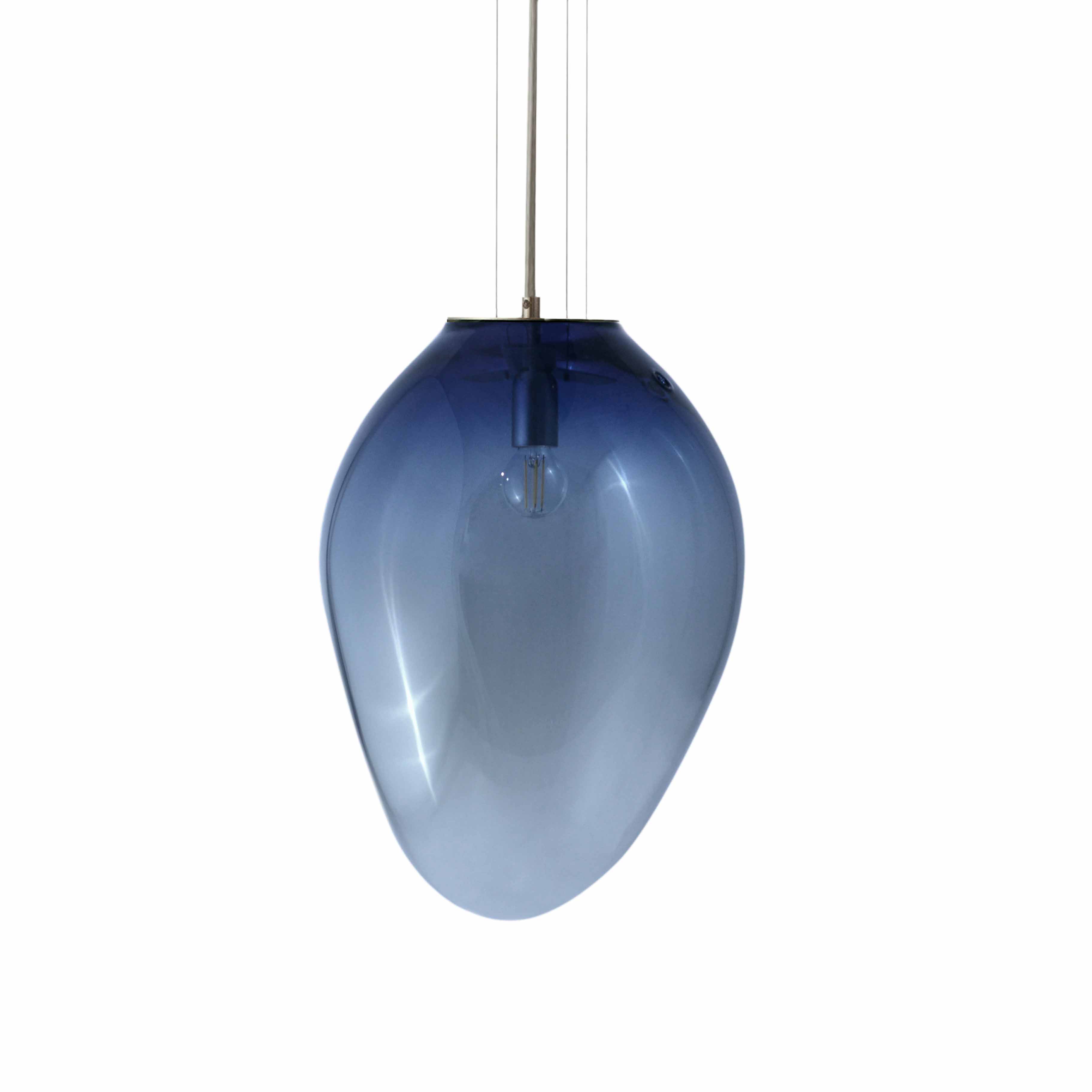 CERES pendant - size M (H:40cm) - back view of blue glass design