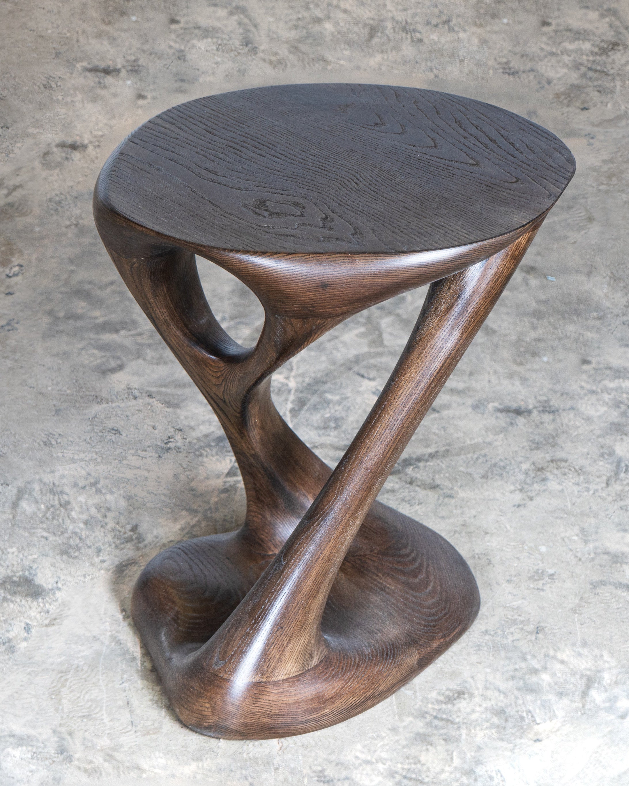 Sasha Side Table, Solid Ash w$ood Graphite Walnut Stain