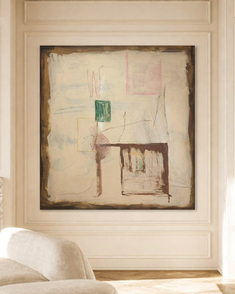 The room' Painting on Canvas — detail of abstract colors on wall