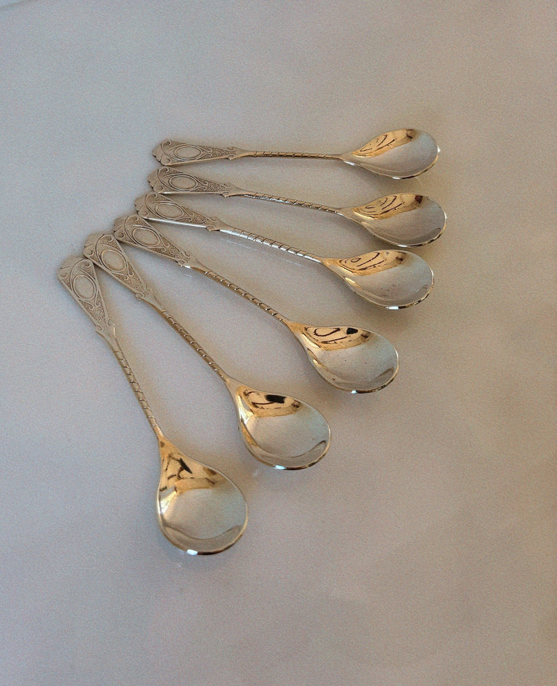 6 Silver Plated Tea Spoons, 1970's Poland — detail view
