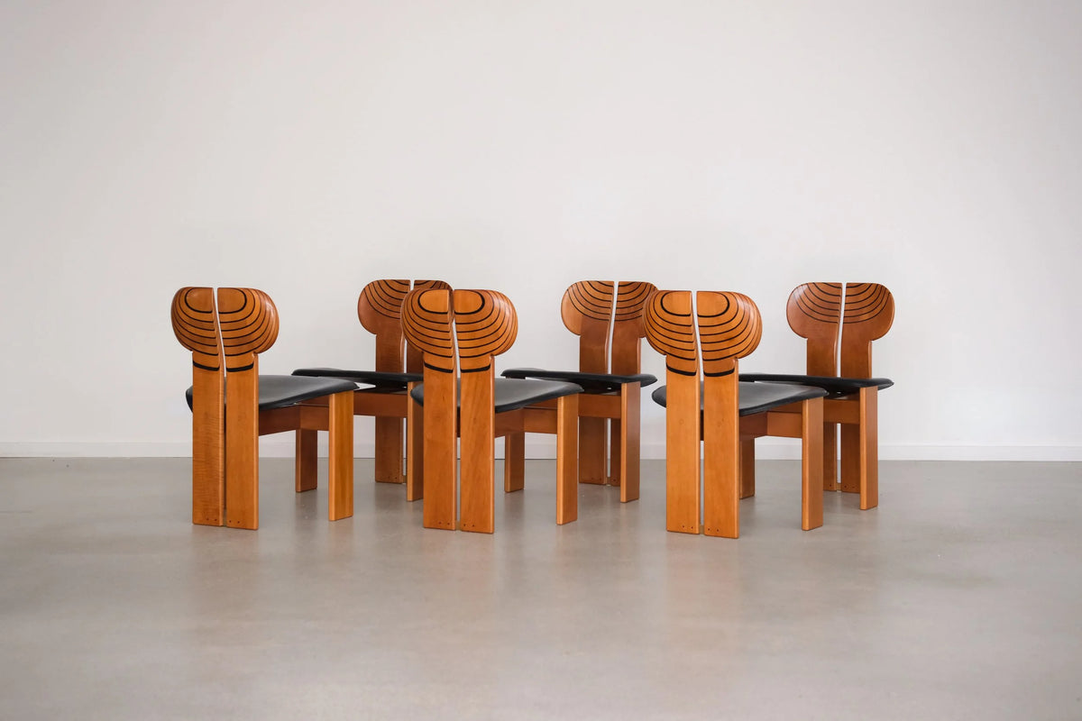Africa Dining Chairs by Afra & Tobia Scarpa for Maxalto (Set of 6) — side angle