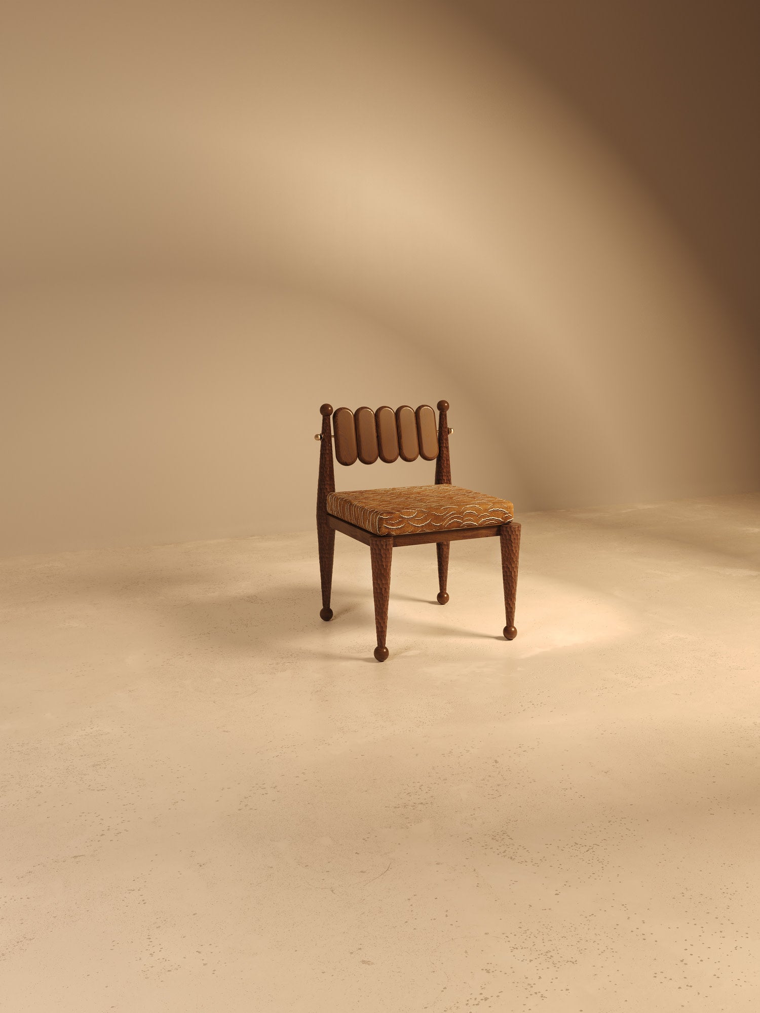 Simorgh I Dining Chair in Walnut Wood and Fabric