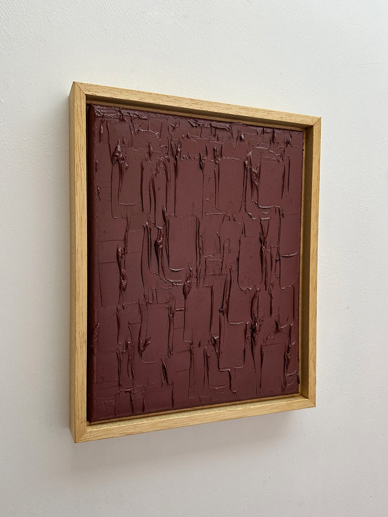 Thick burgundy paint texture detail in wooden frame by Roi Elmaliah