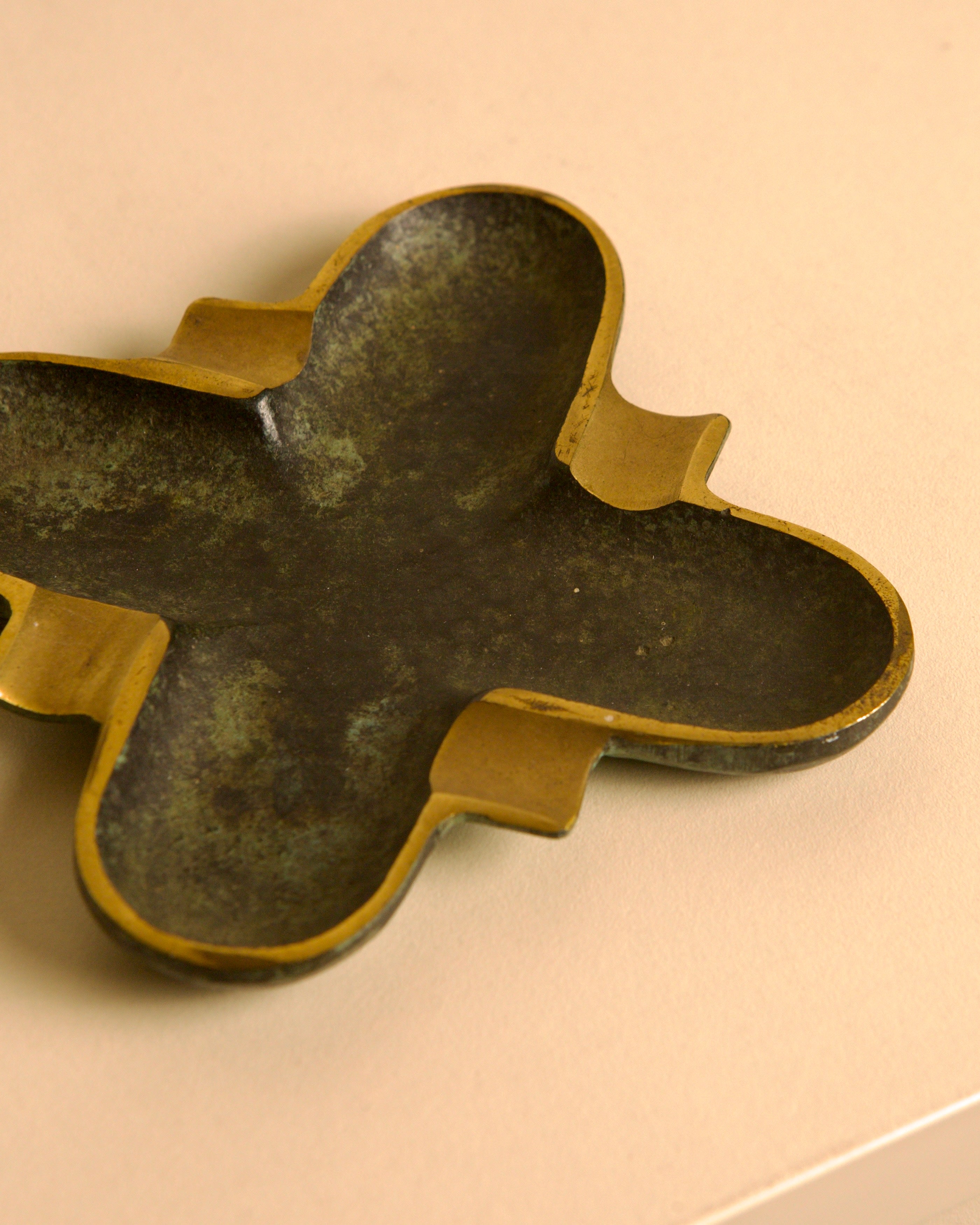 Italian Bronze Ashtray, 1940s — angled view showing dark patina finish