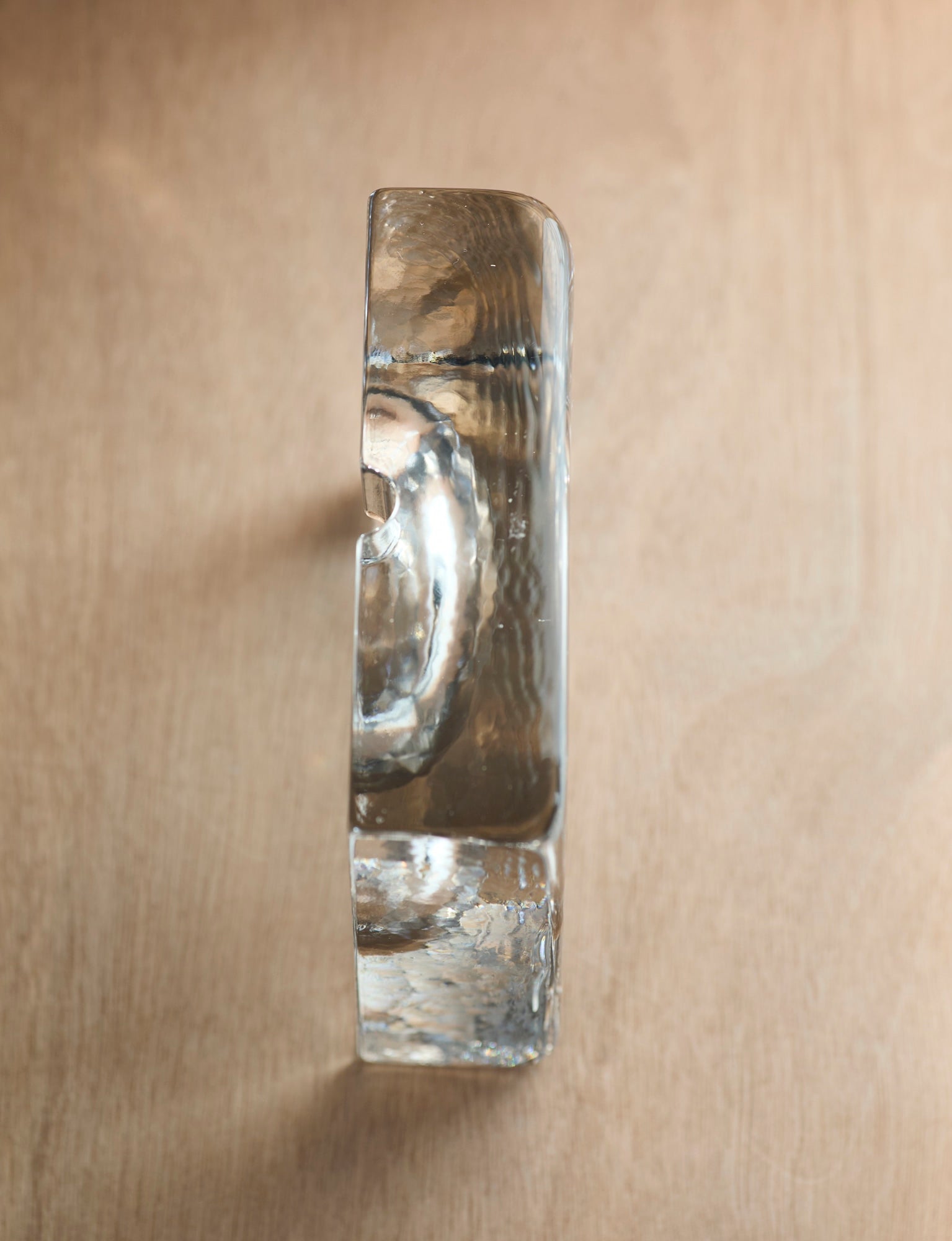 Vintage big and heavy mold-pressed glass ashtray c. 1970. — detail view