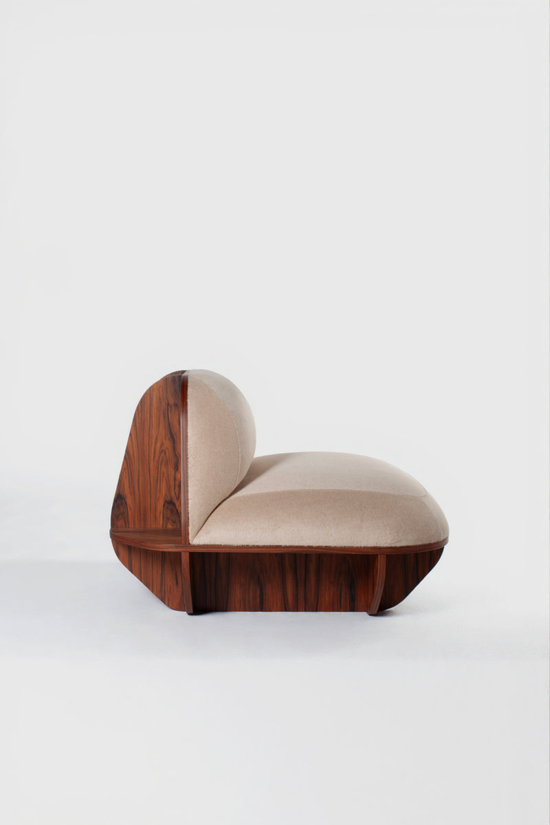 MATERA Armchair in Wood and Textile — detail view