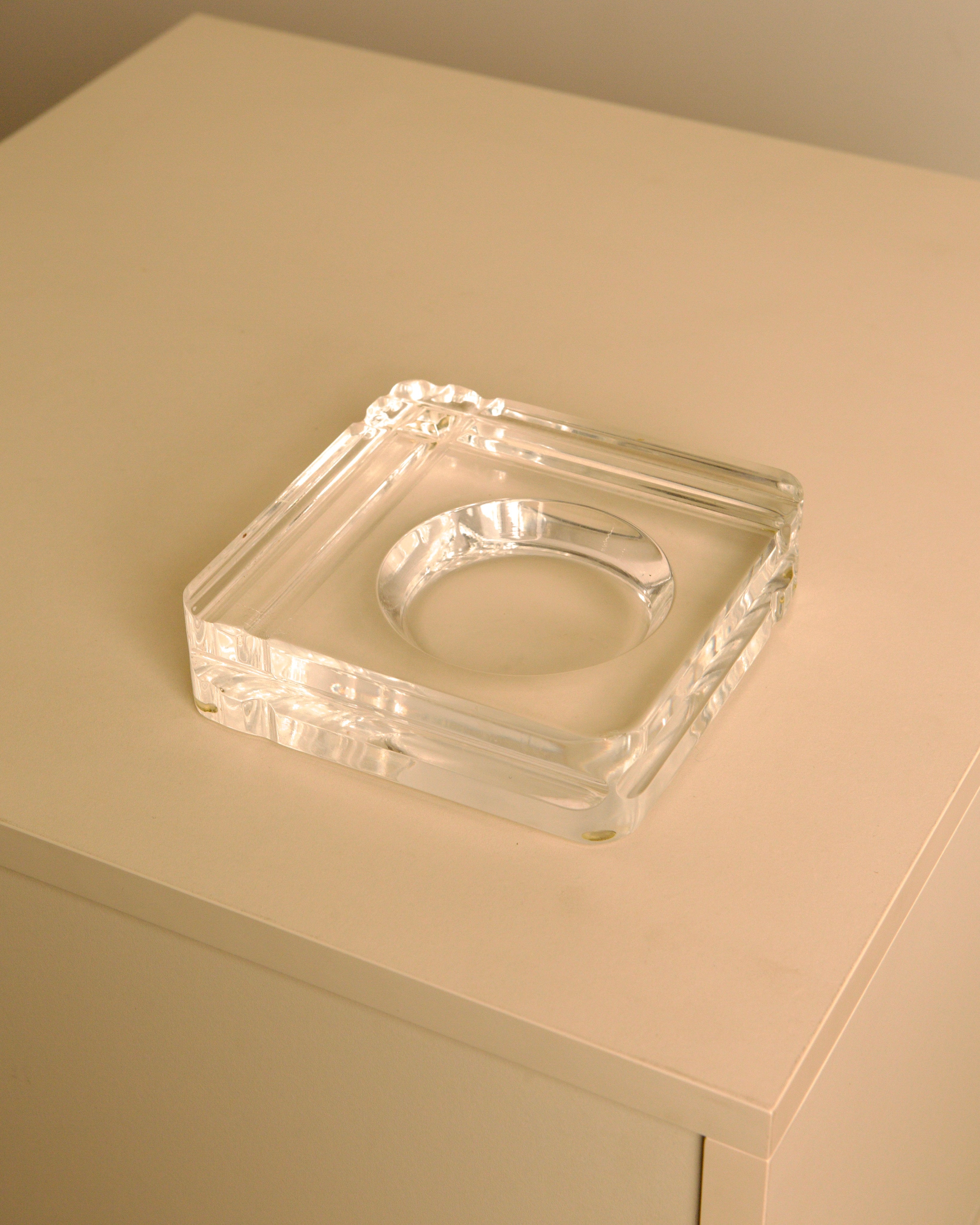 Title: Italian Square Lucite Catchall Dish, 1970s by Treaptyque | The Oblist