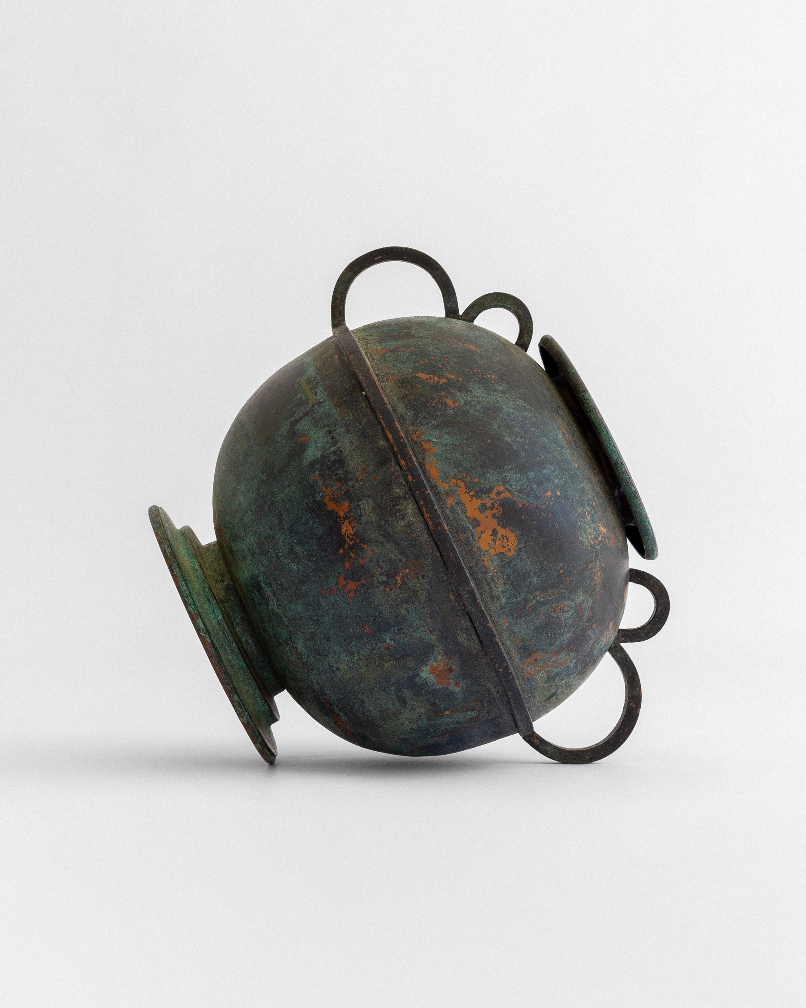 Rustic Vintage Vase with Verdigris Patina — detail view