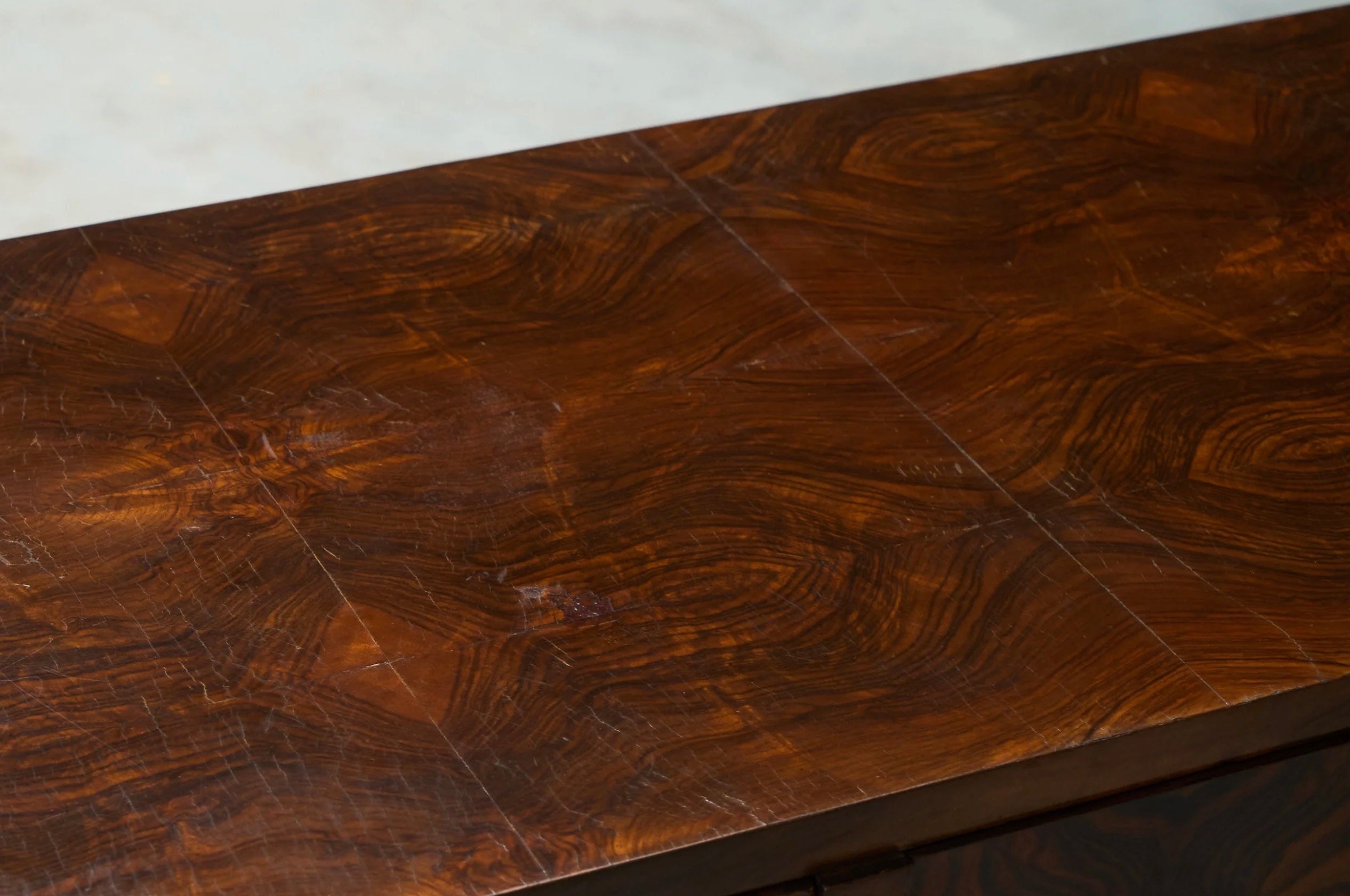 Art Deco Desk in Bookmatched Walnut Veneer 1930s — view 9