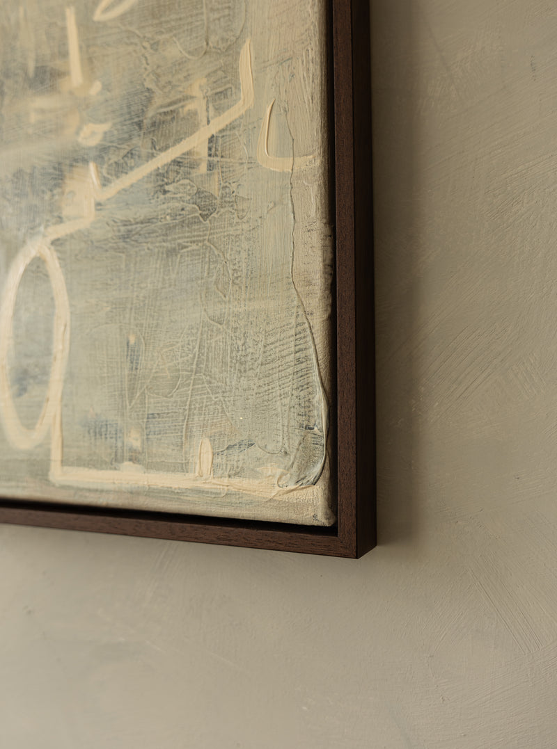 Corner detail view of HIS abstract painting by Claire de Wolf