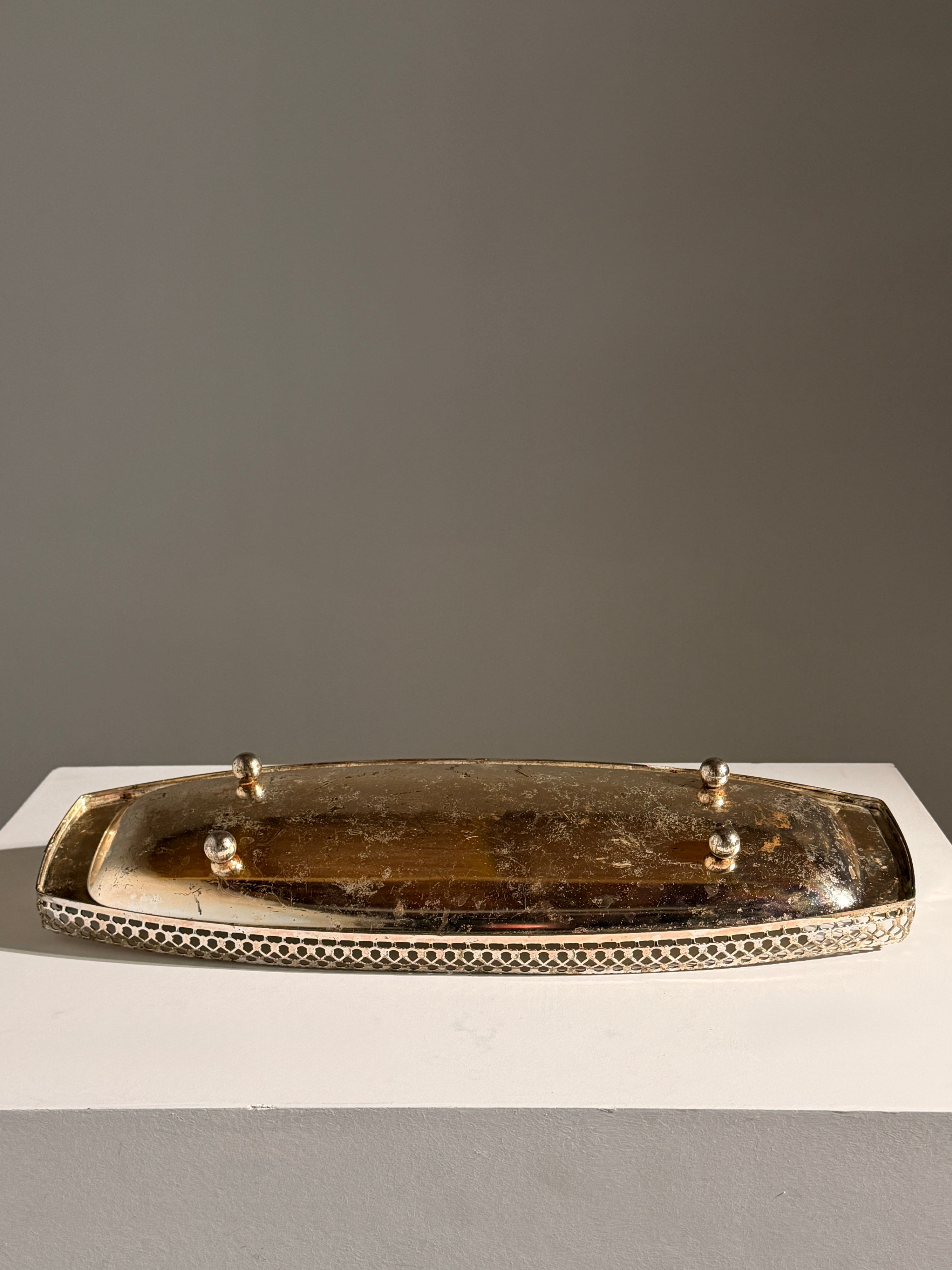 Silver-plated handled basket, Art Deco style — alternate view