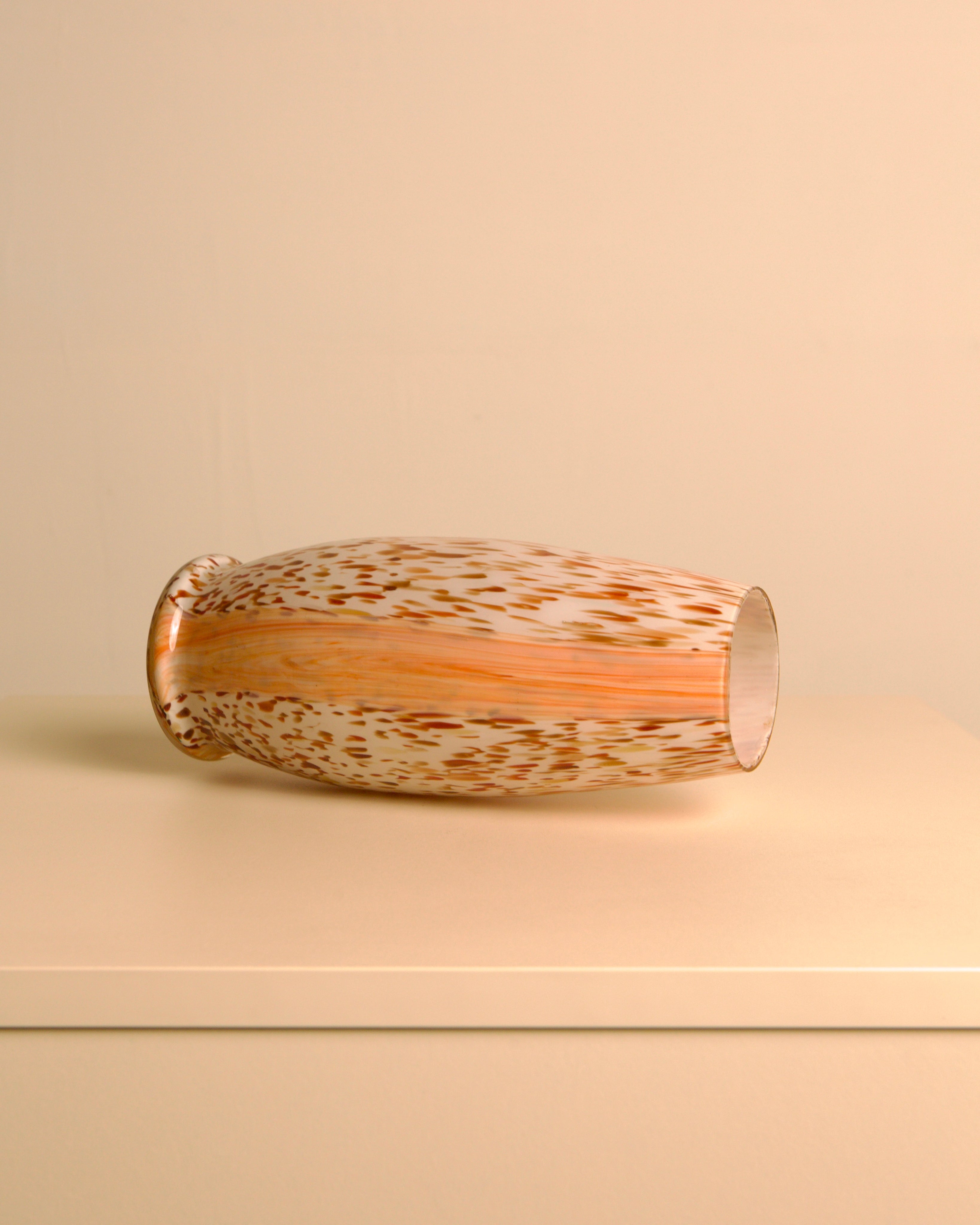 Brown & White Speckled Murano Glass Vase, Italy, 1980s — close-up