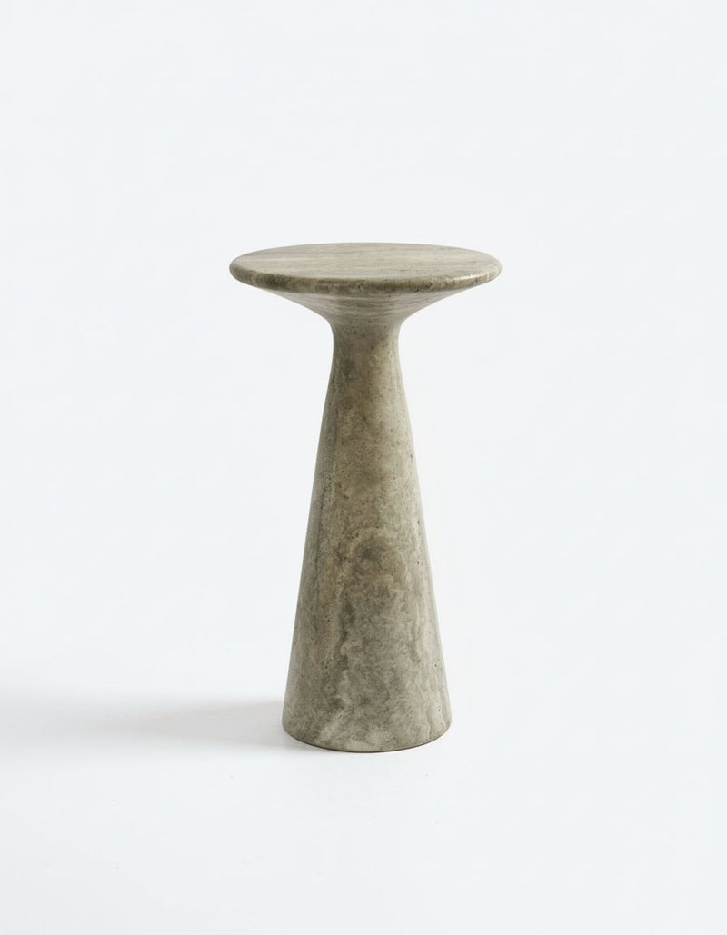 Juno Tall Travertine Side Table by Ransom & Dunn | The Oblist