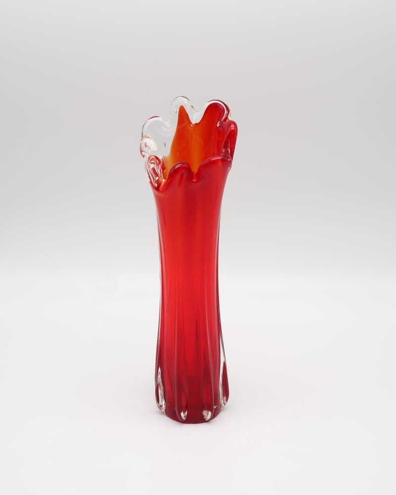 Mid-Century Hand-Blown Art Glass 'Swung' Vase in Vibrant Red – 1960s/1970s by Forma Finds | The Oblist