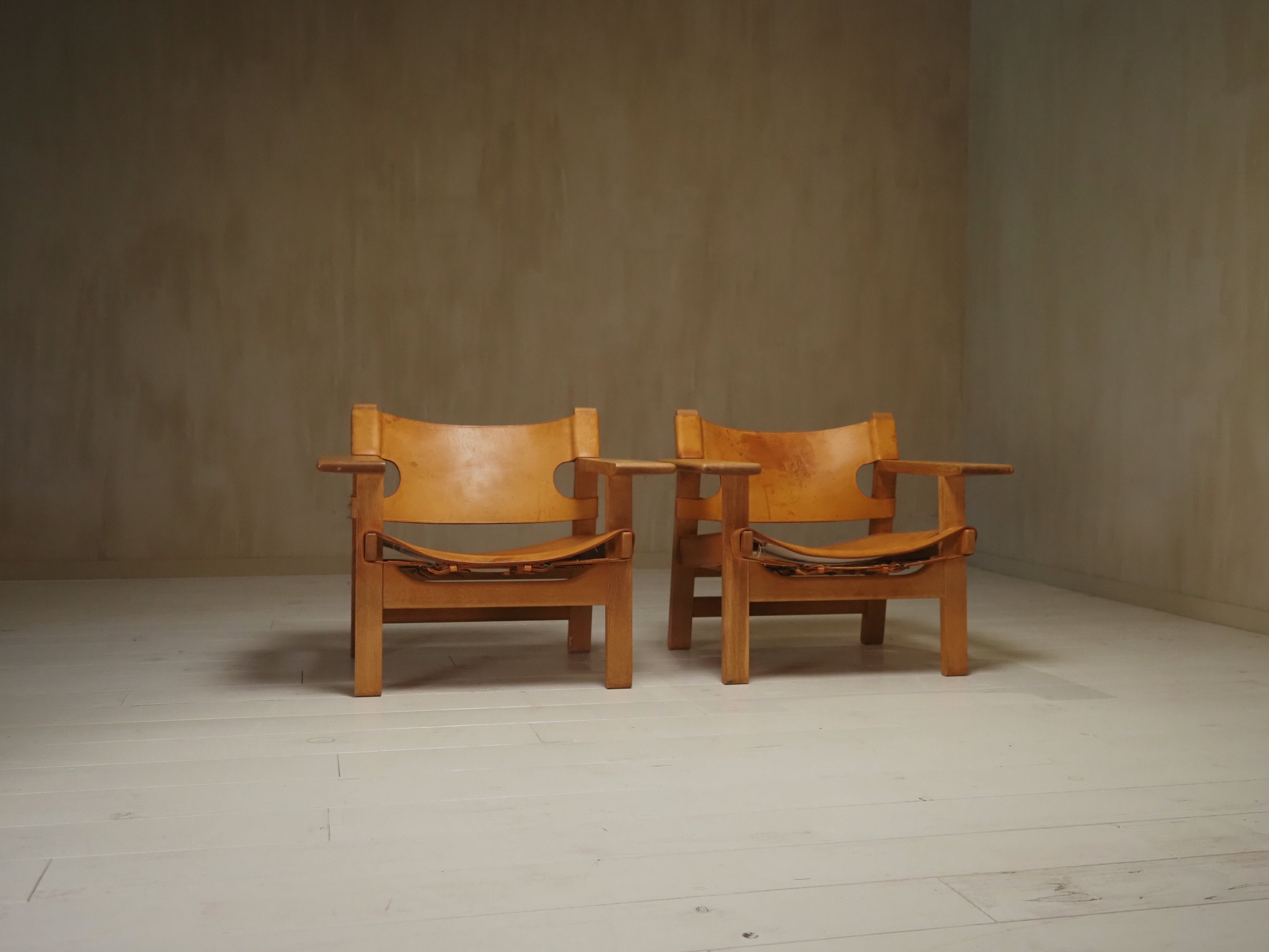 Pair of Børge Mogensen Spanish Chairs, 1960s — side angle