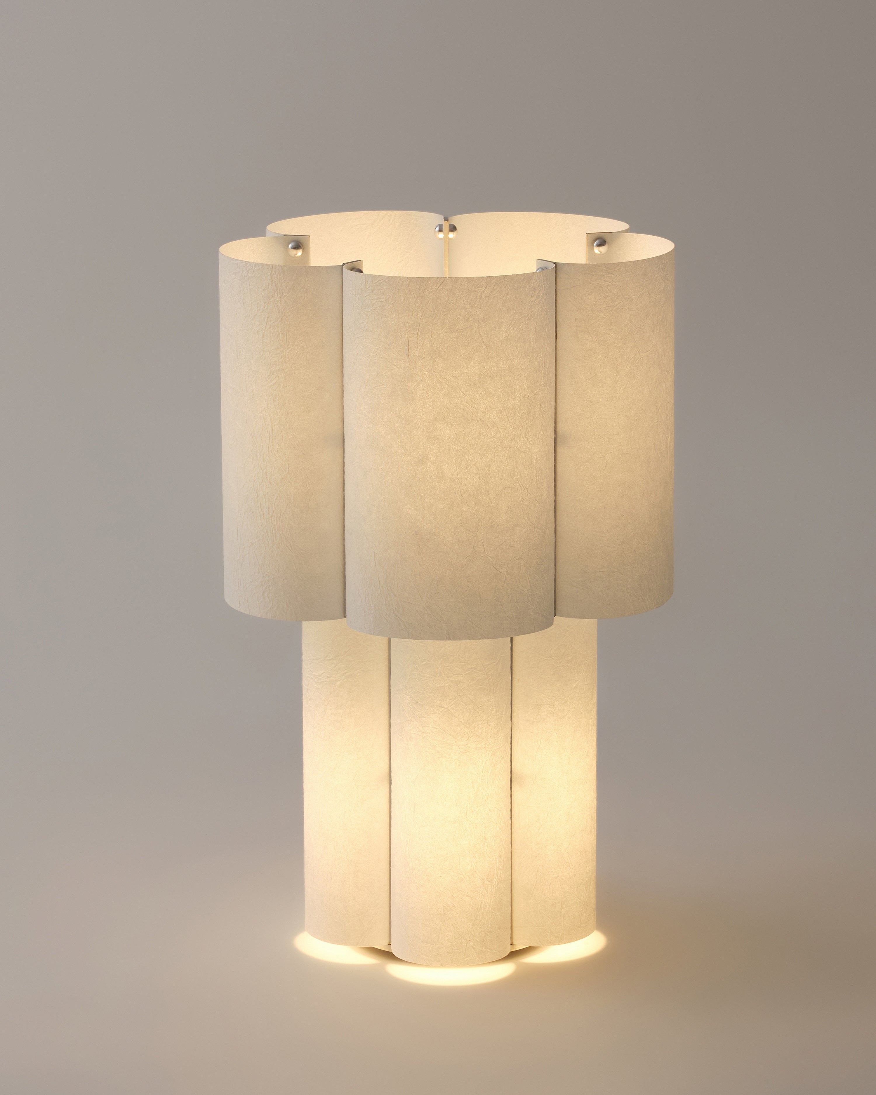 Soom Hanji Table Lamp — close-up of handmade paper shade details