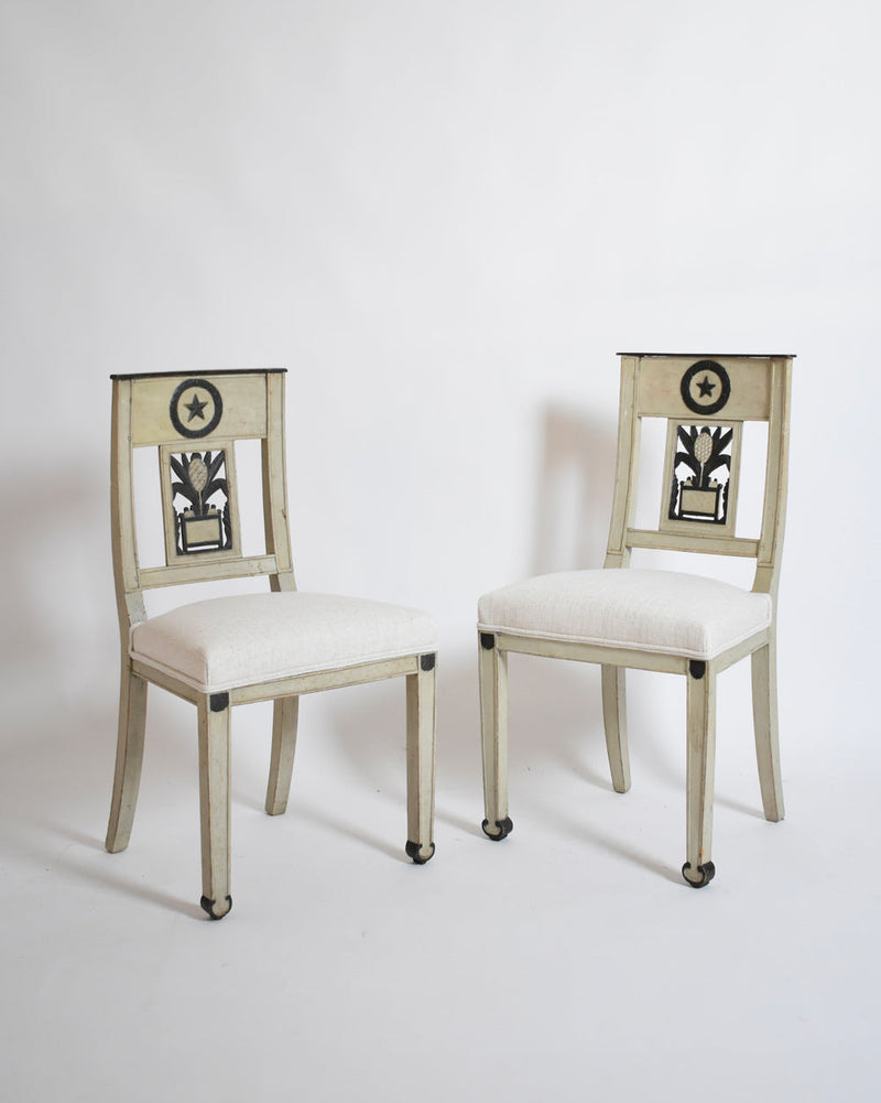 Neoclassical Pineapple Chairs, 1960s by Barracuda Interiors | The Oblist — vintage wood and upholstered seats