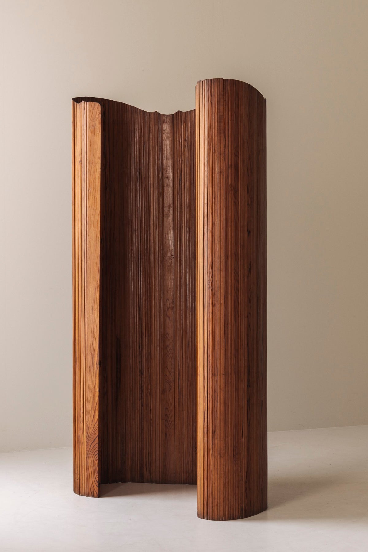 S.N.S.A. Pine Tambour Room Divider, France 1950s — in context