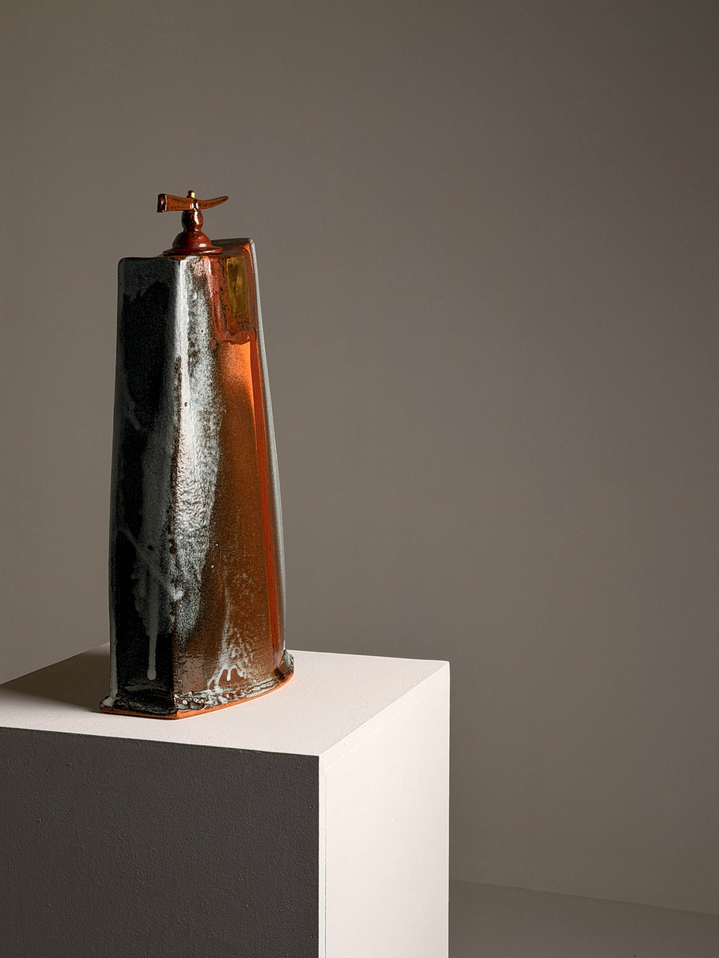 Monumental covered stoneware sculpture by Philippe le Bouteiller, France. — lifestyle setting