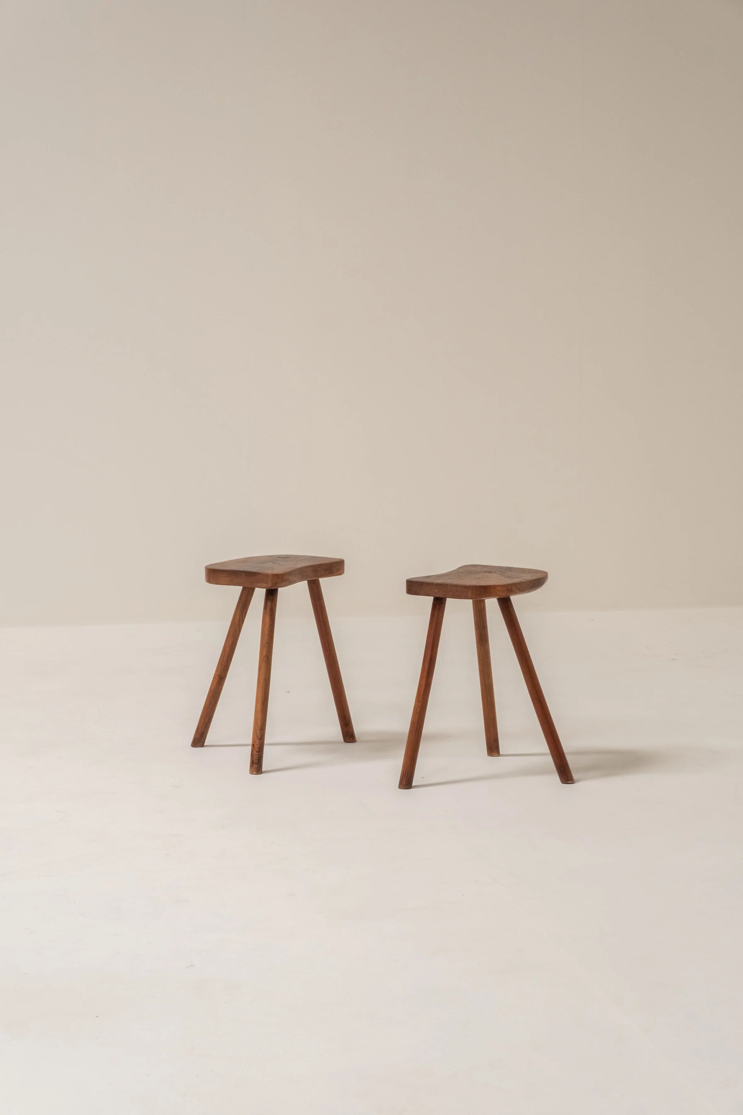 Pair of French Wooden Stools, 1950s by Paulette in 't Stad | The Oblist