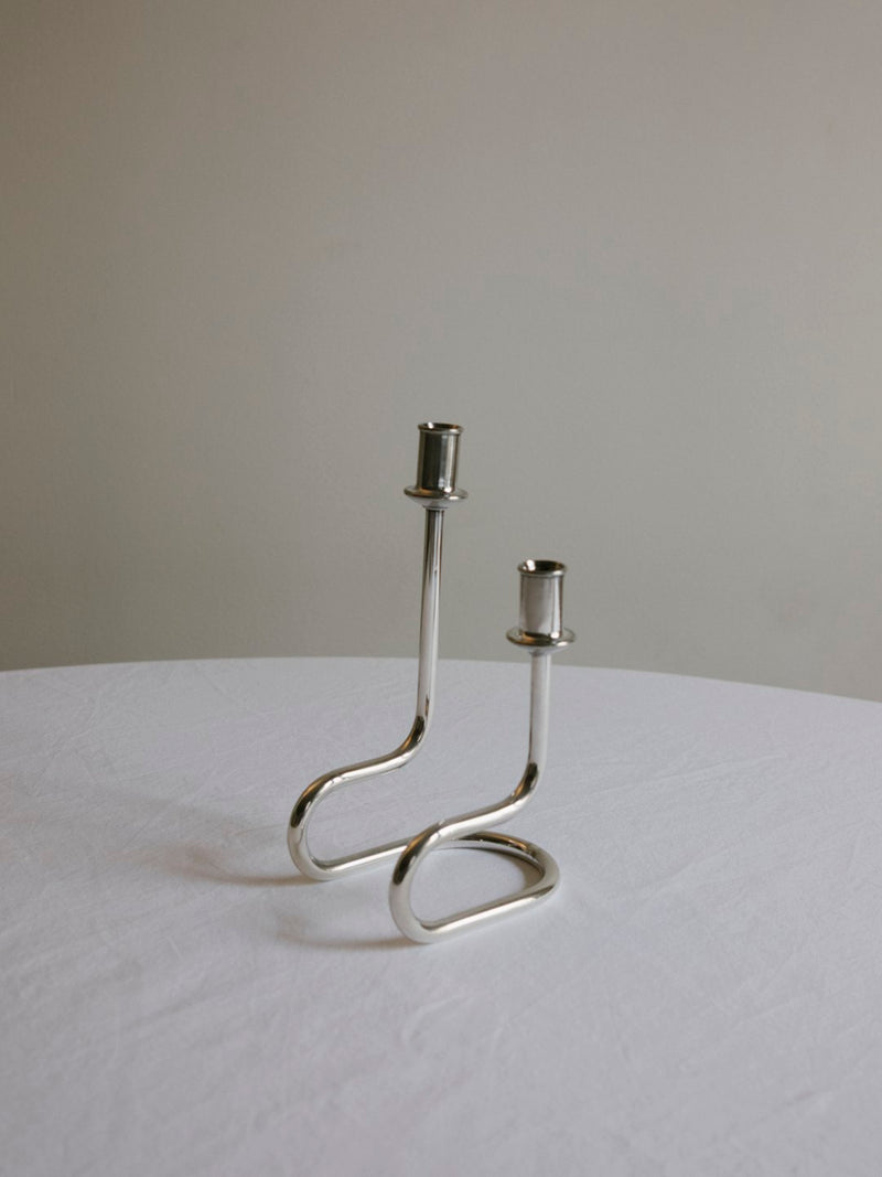 Continuous Loop Candle Holder, Italy, c. 1950s by Trove Paris | The Oblist — polished metal finish