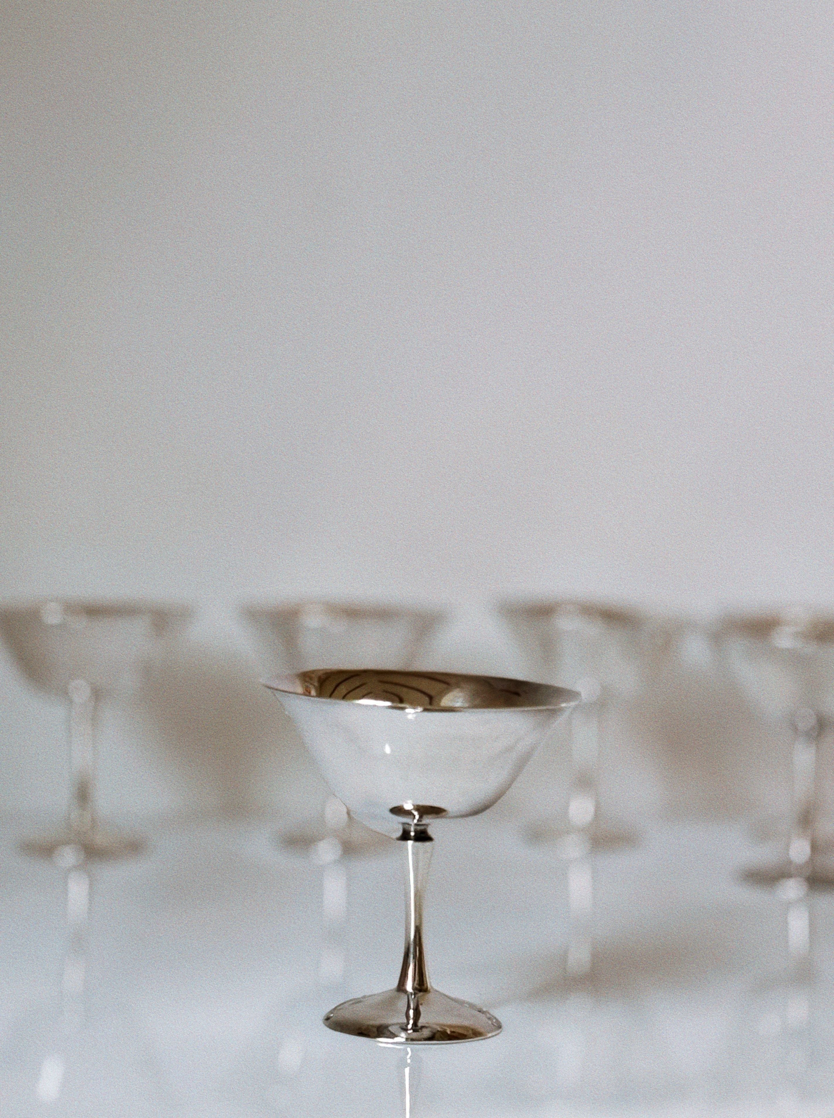 6 Silver Plated Champagne Coupes, 1978 Poland — detail view