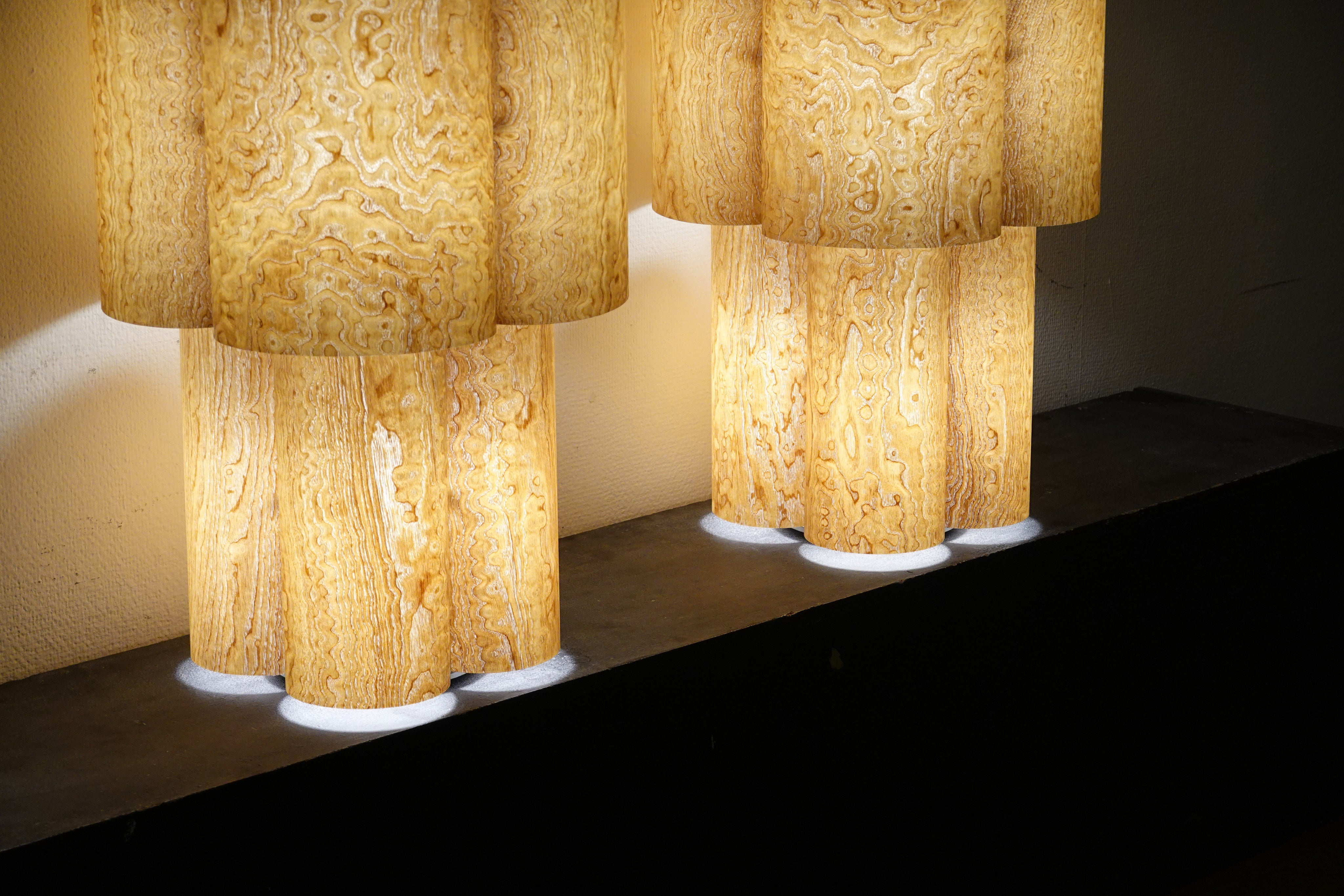 Soom Ash Table Lamp — top view of layered ash wood design