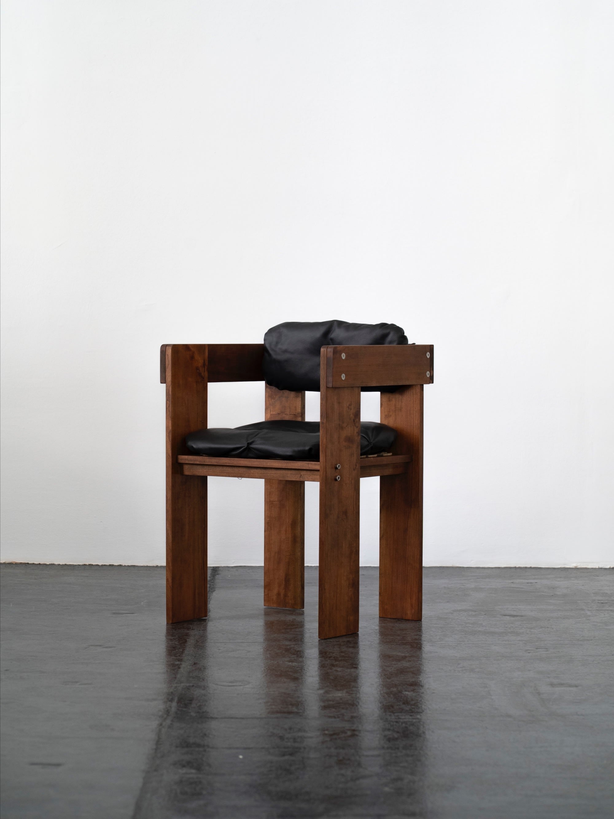 Overlap Arm Chair | DN_S2508 by SUPER95 | The Oblist — wooden frame, black cushions