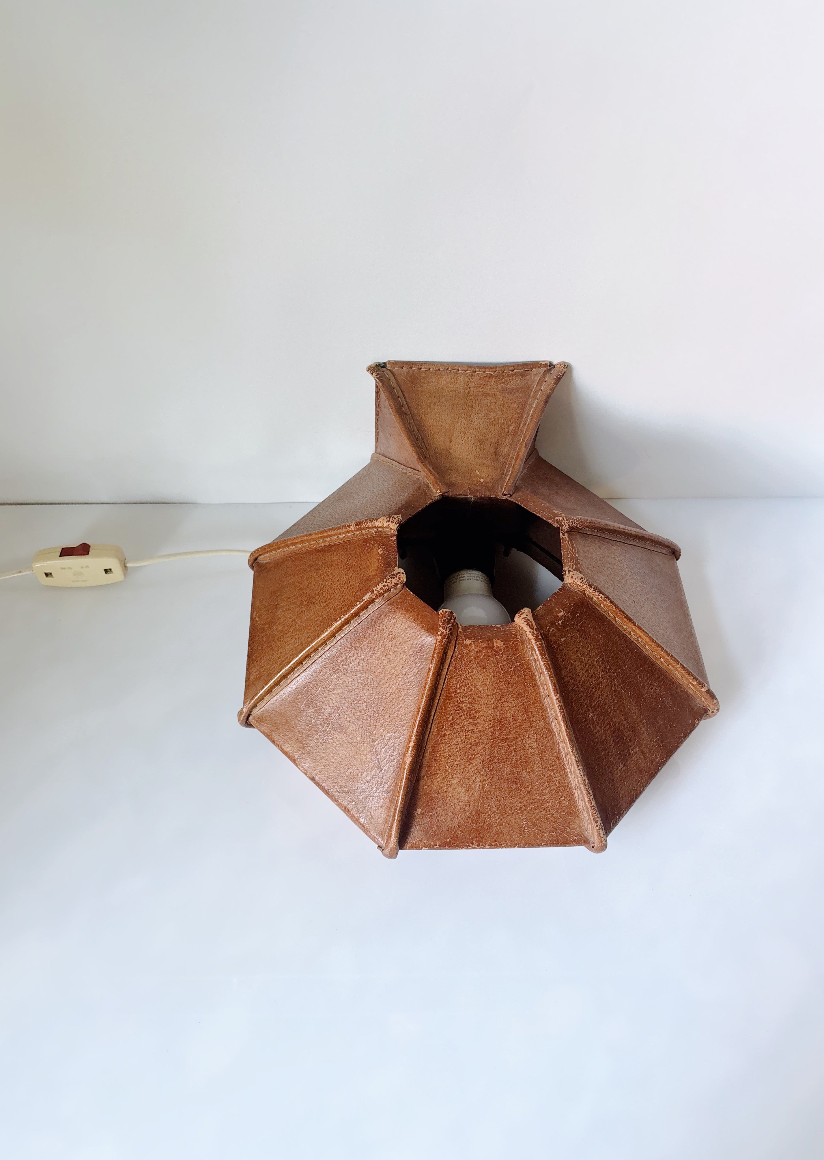 Leather Wall Lamp, Mid Century Poland — alternate view