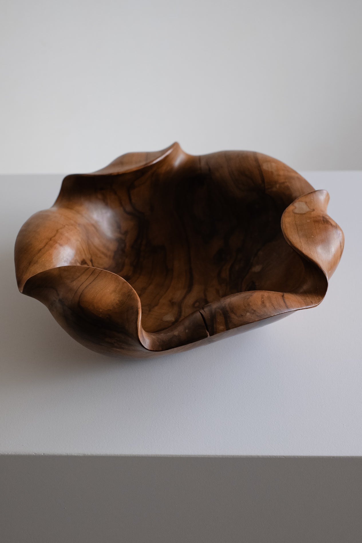 Wooden Bowl, 1960s — angled view highlighting smooth wooden texture