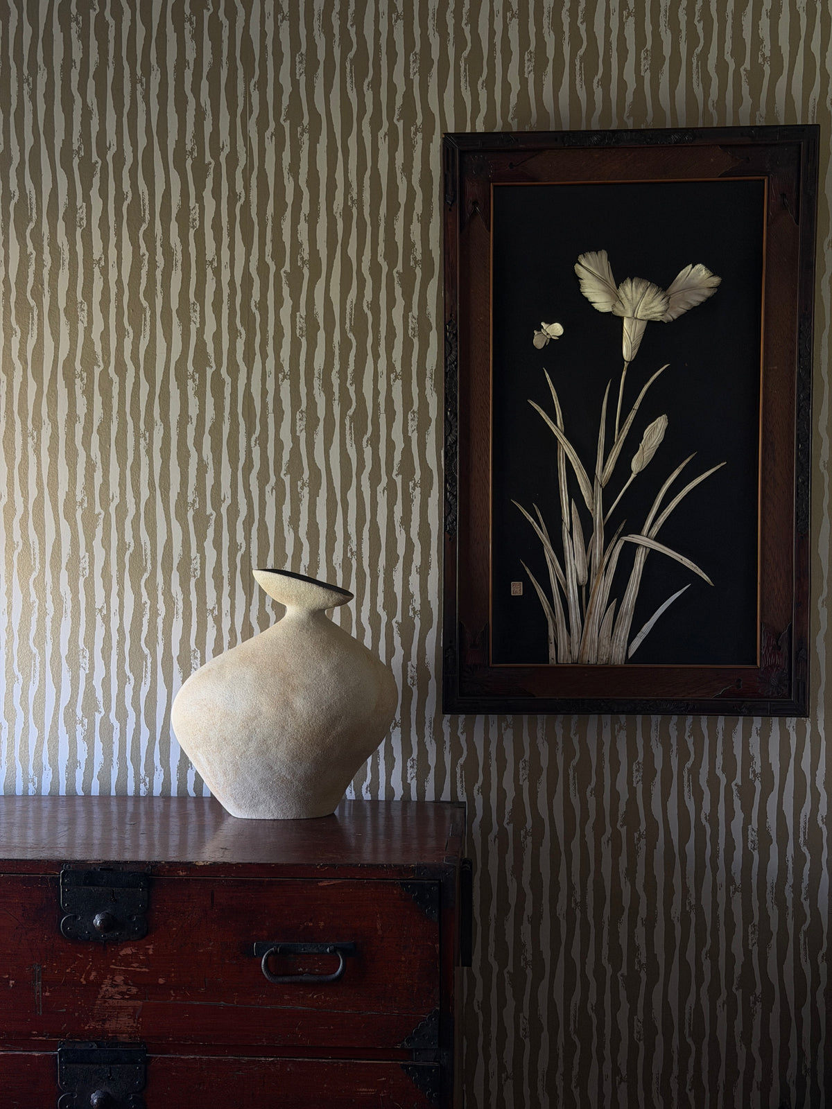 Asymmetric Vase in Ceramic and Stone | Wabi-sabi Sculptural Vase — view 10