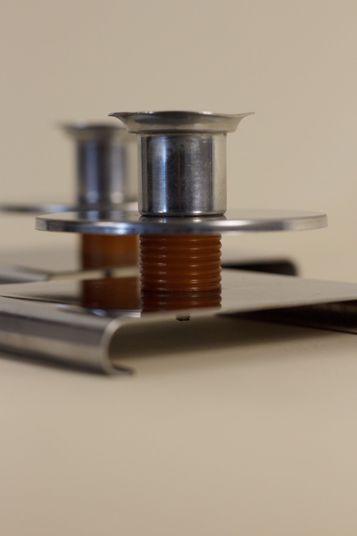 Pair of Art Deco Chrome Candlesticks — alternate view