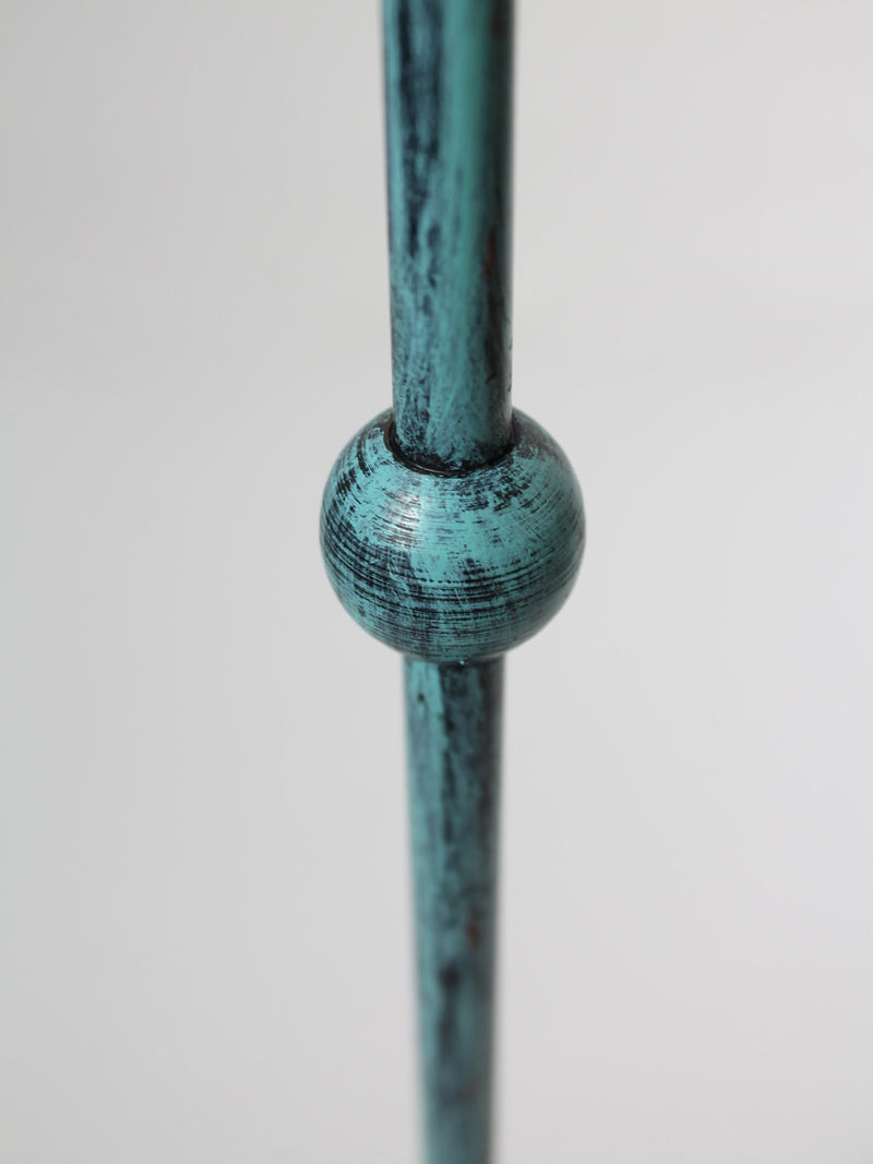 Turquoise Super Slim Floor Metal Candlestick — close-up of textured turquoise finish
