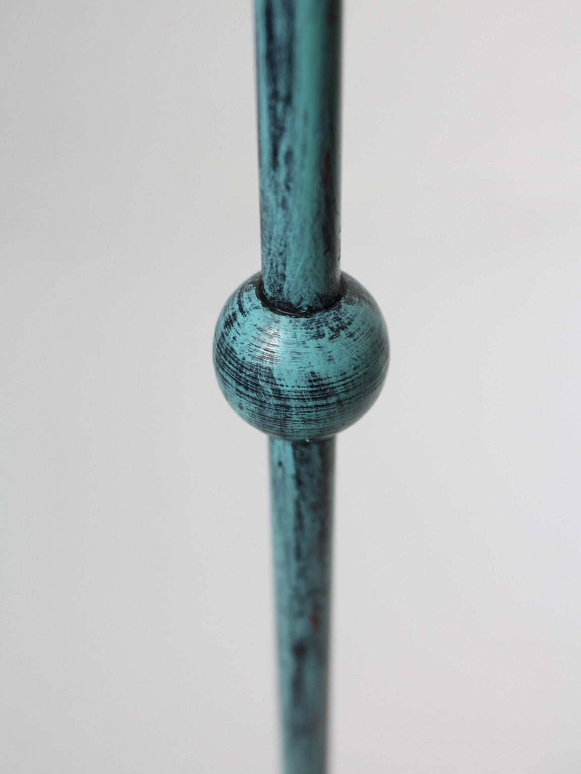 Turquoise Super Slim Floor Metal Candlestick — close-up of textured turquoise finish