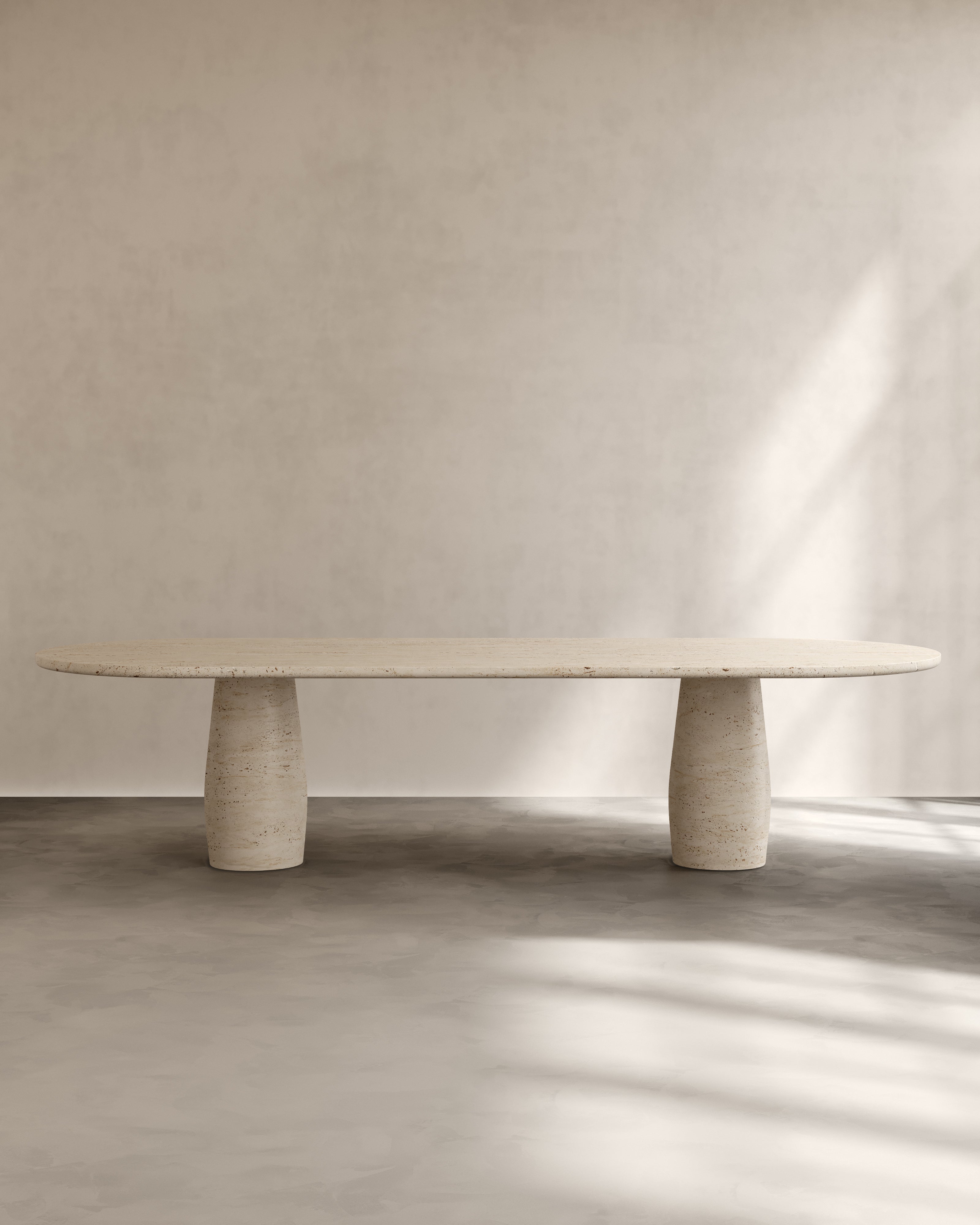 Raffaella Table IV — back view highlighting textured stone base