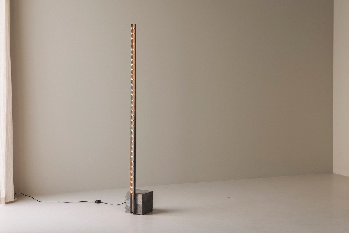 Sculptural Brutalist Floor Lamp in Concrete and Steel, 1980s by Modern Living | The Oblist