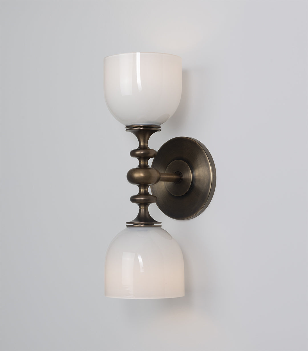 SkLO + AvroKO Marchesa Sconce - White glass, Antique Brass finish by SkLO | The Oblist