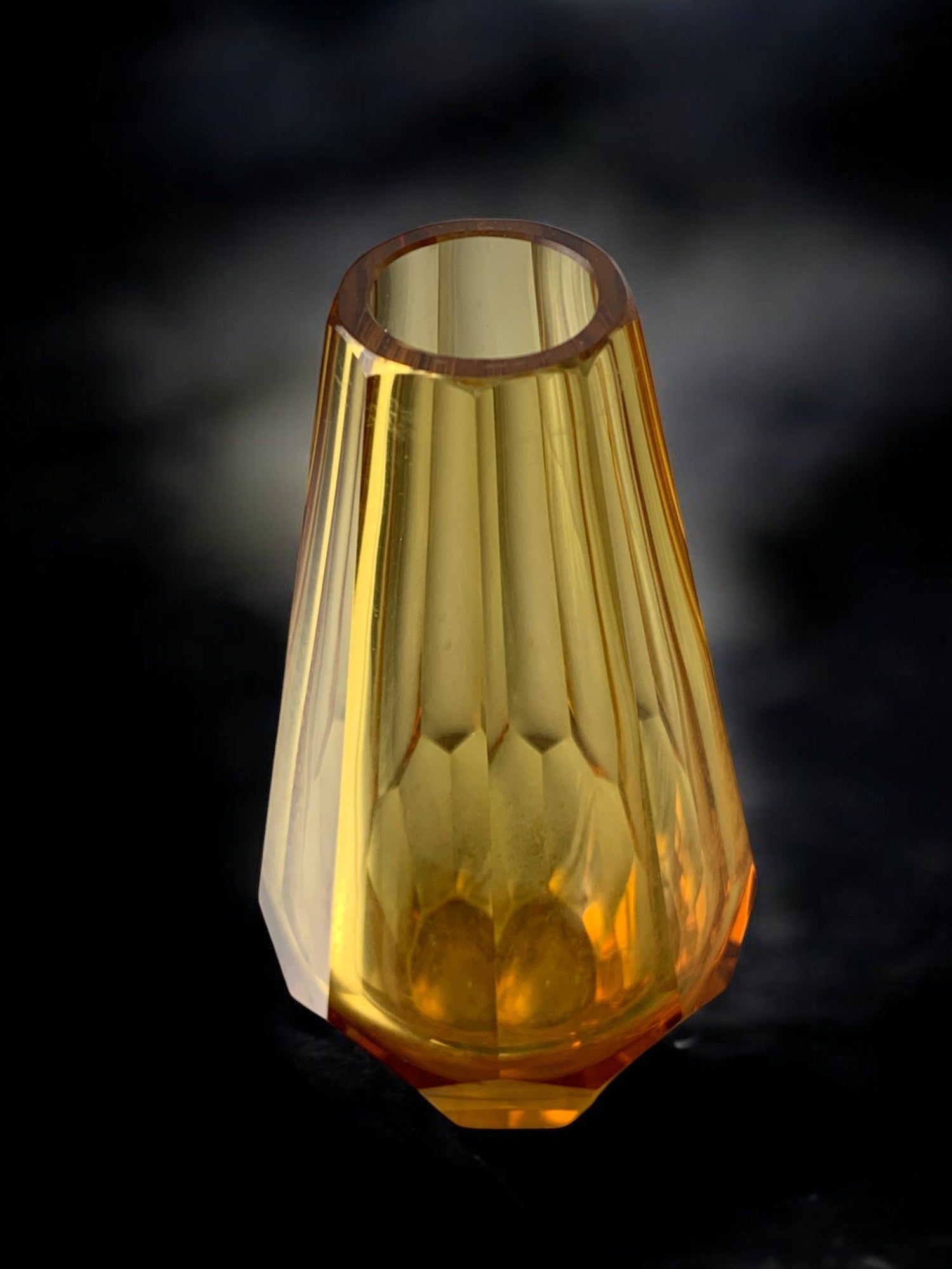 Yellow Faceted Vase by Seguso, Murano glass, Italy, 1970s — side angle highlighting textured yellow glass