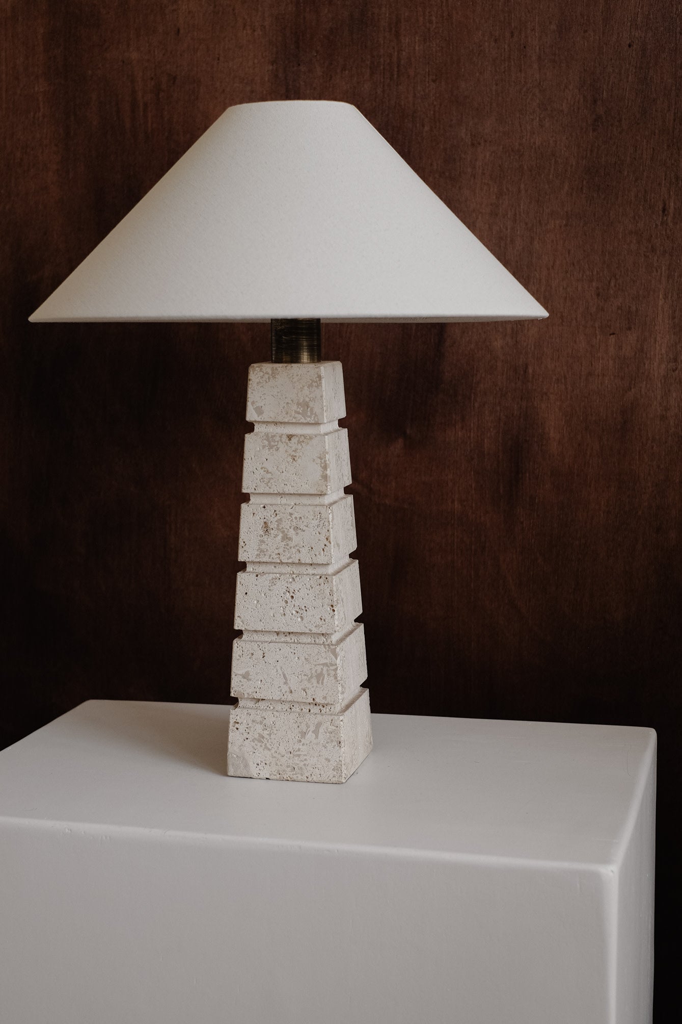 Travertine Table Lamp — lifestyle setting