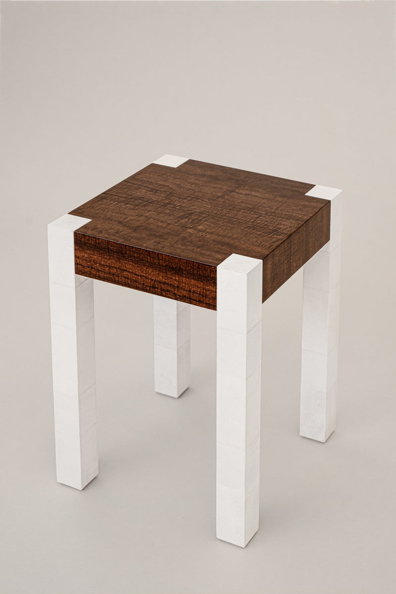 'Additions' Side Table Handcrafted in Wood Veneer & Parchment by Atelier FM | The Oblist