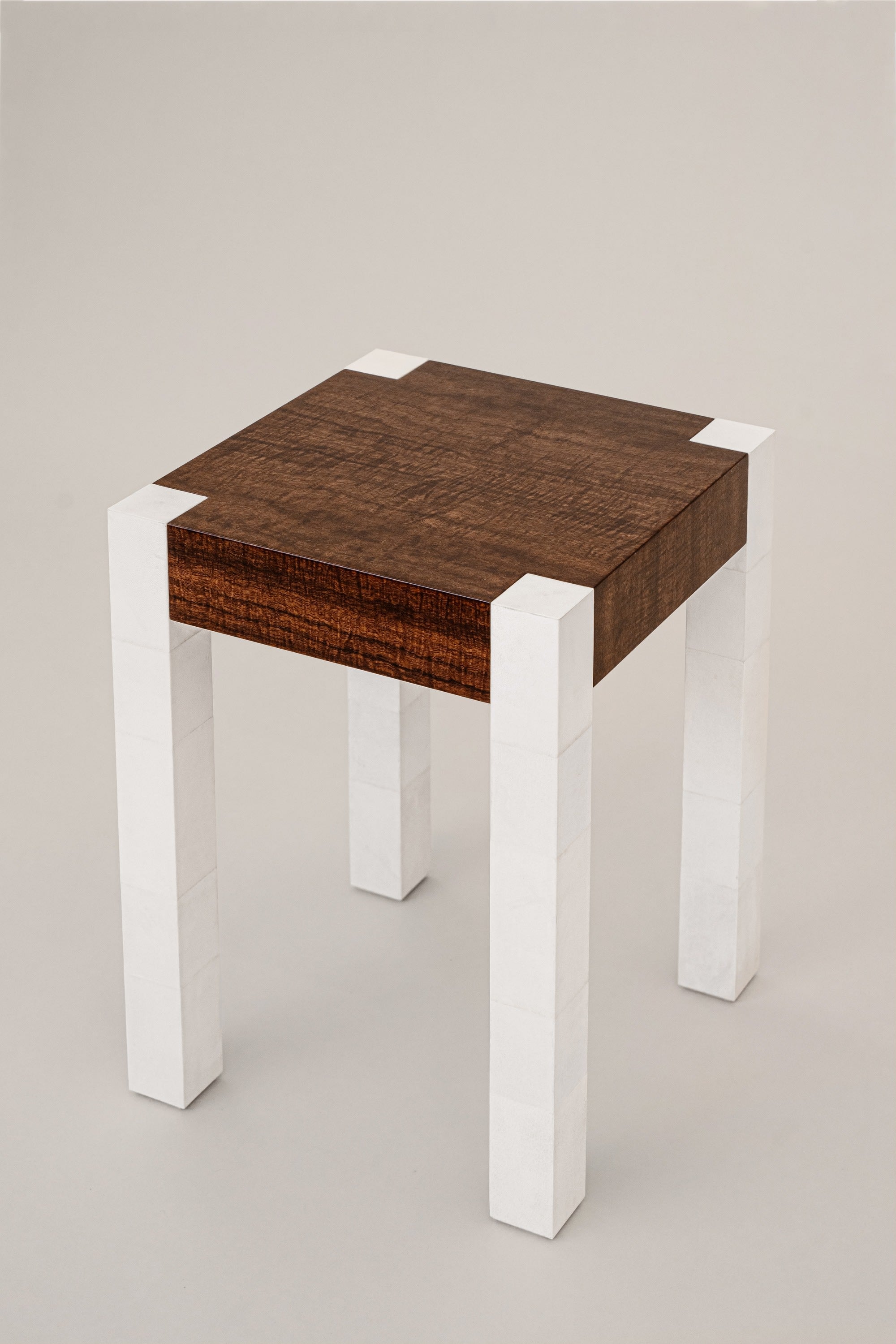 'Additions' Side Table Handcrafted in Wood Veneer & Parchment — alternate view