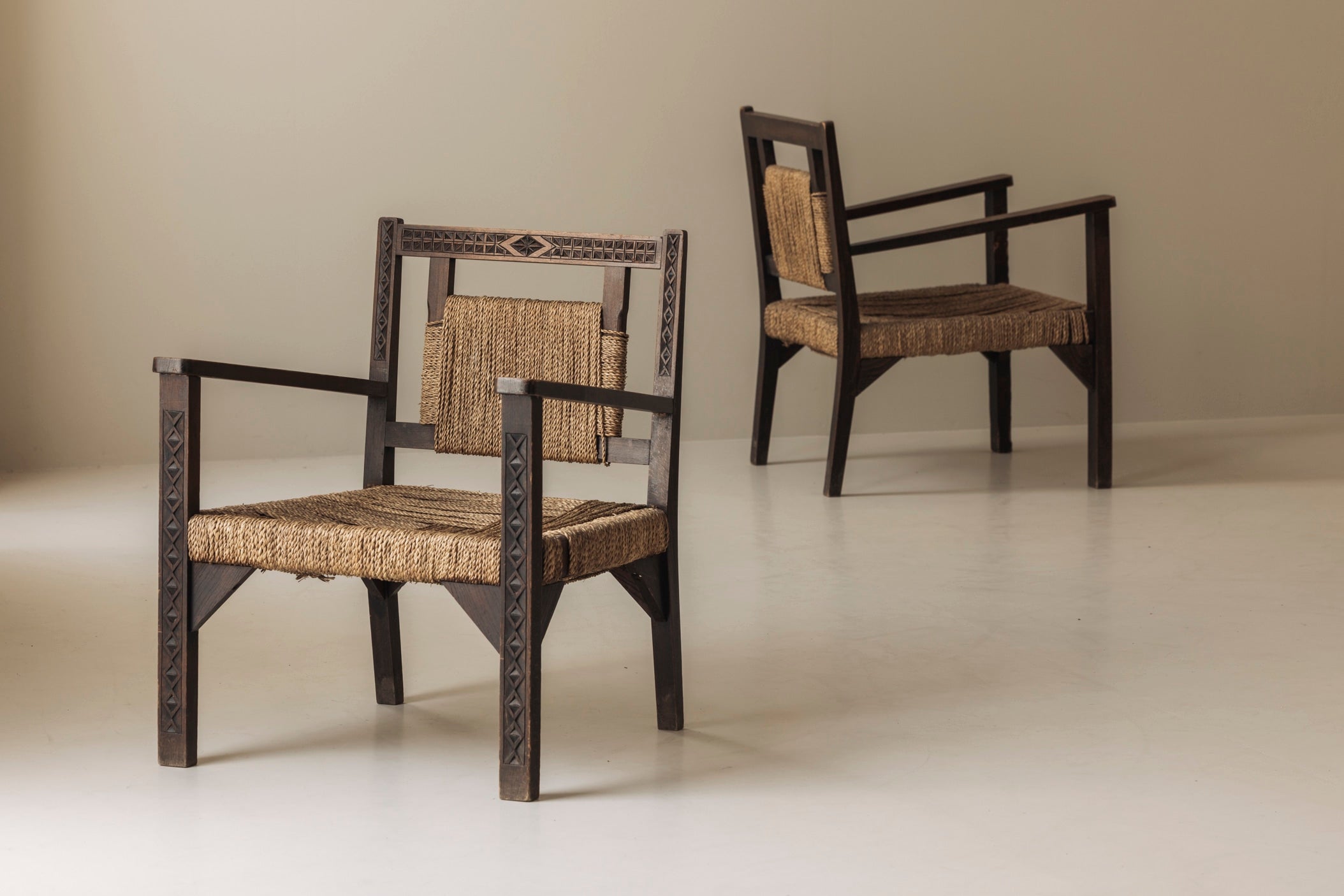 French Modernist Easy Chairs in the Manner of Francis Jourdain, 1940s — alternate view