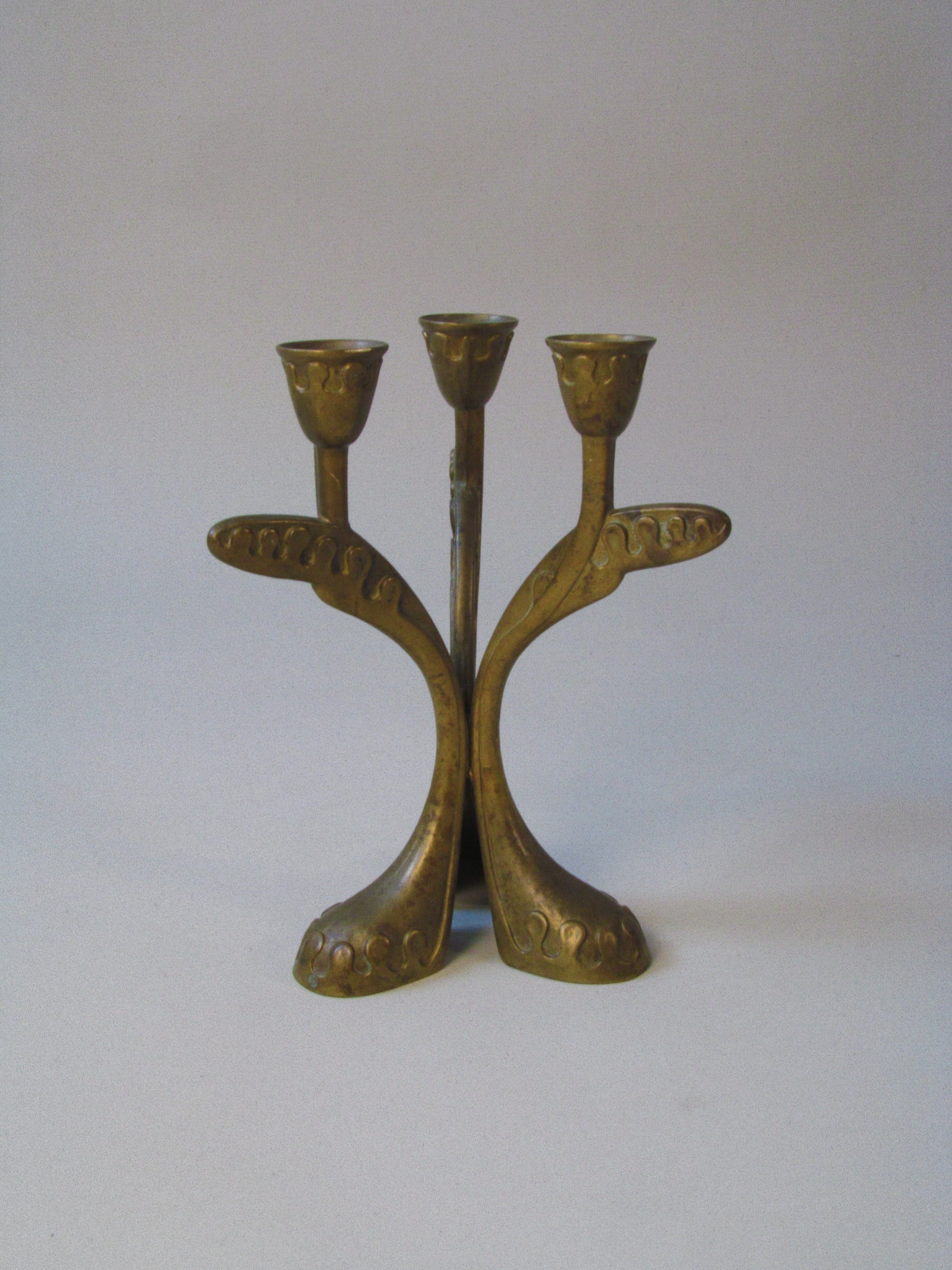 Brass Three Arm Candelabra by Myakin | The Oblist — handcrafted brass design